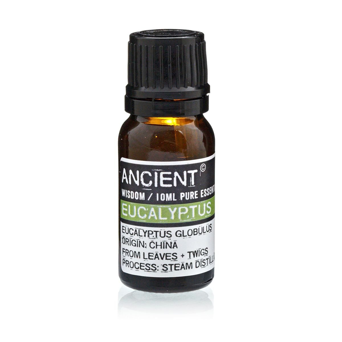 Polished 10 ml Eucalyptus Essential Oil featuring natural patterning and unique variations - Positive Faith Hope Love