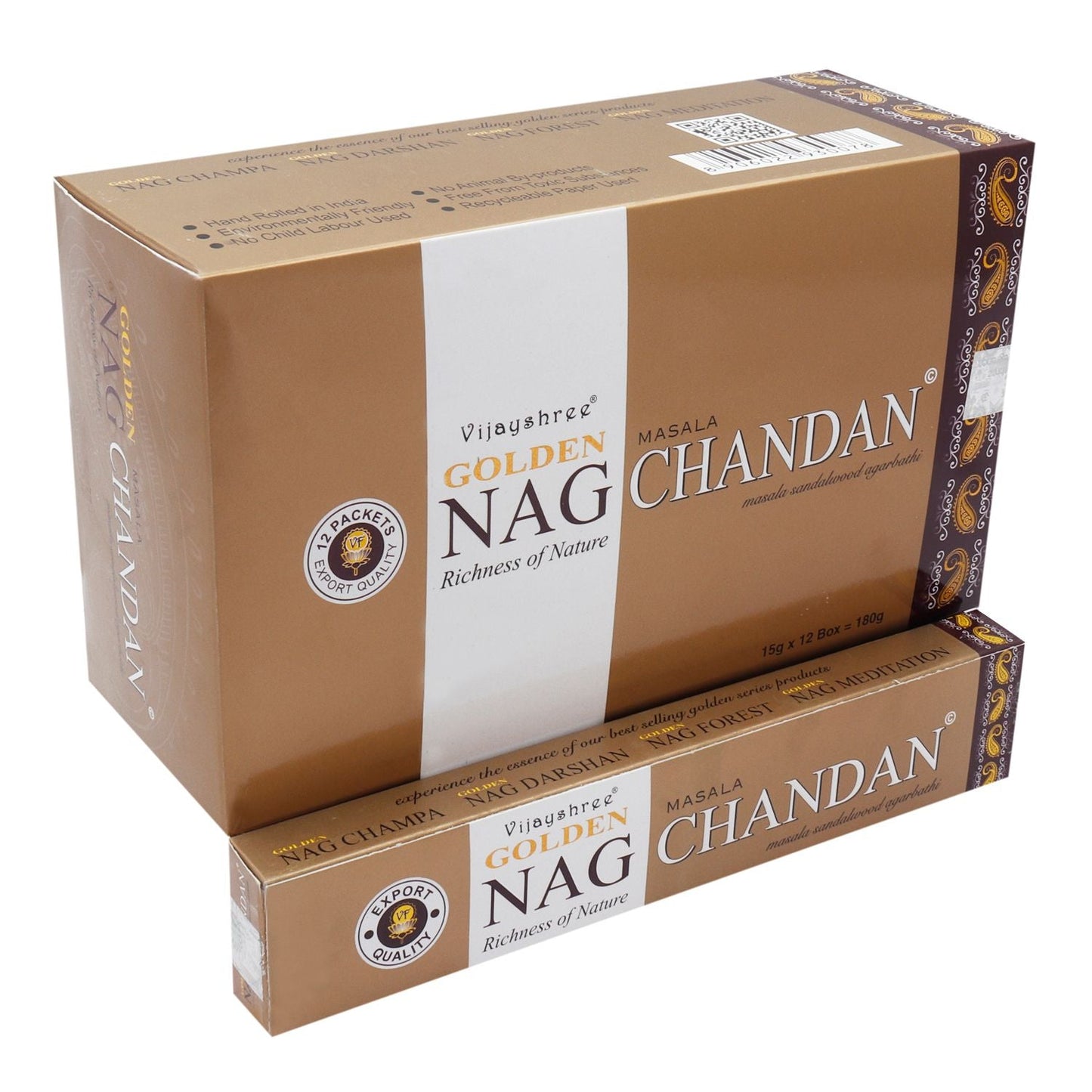 Polished 15G Golden Nag Chandan Incense featuring natural patterning and unique variations - Positive Faith Hope Love