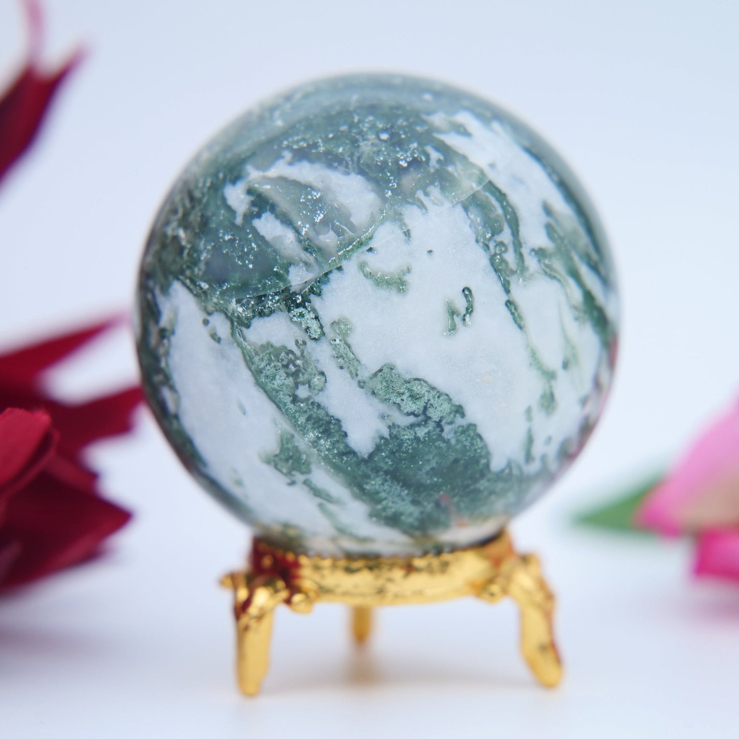 Moss Agate Sphere – 56 mm / 234 g