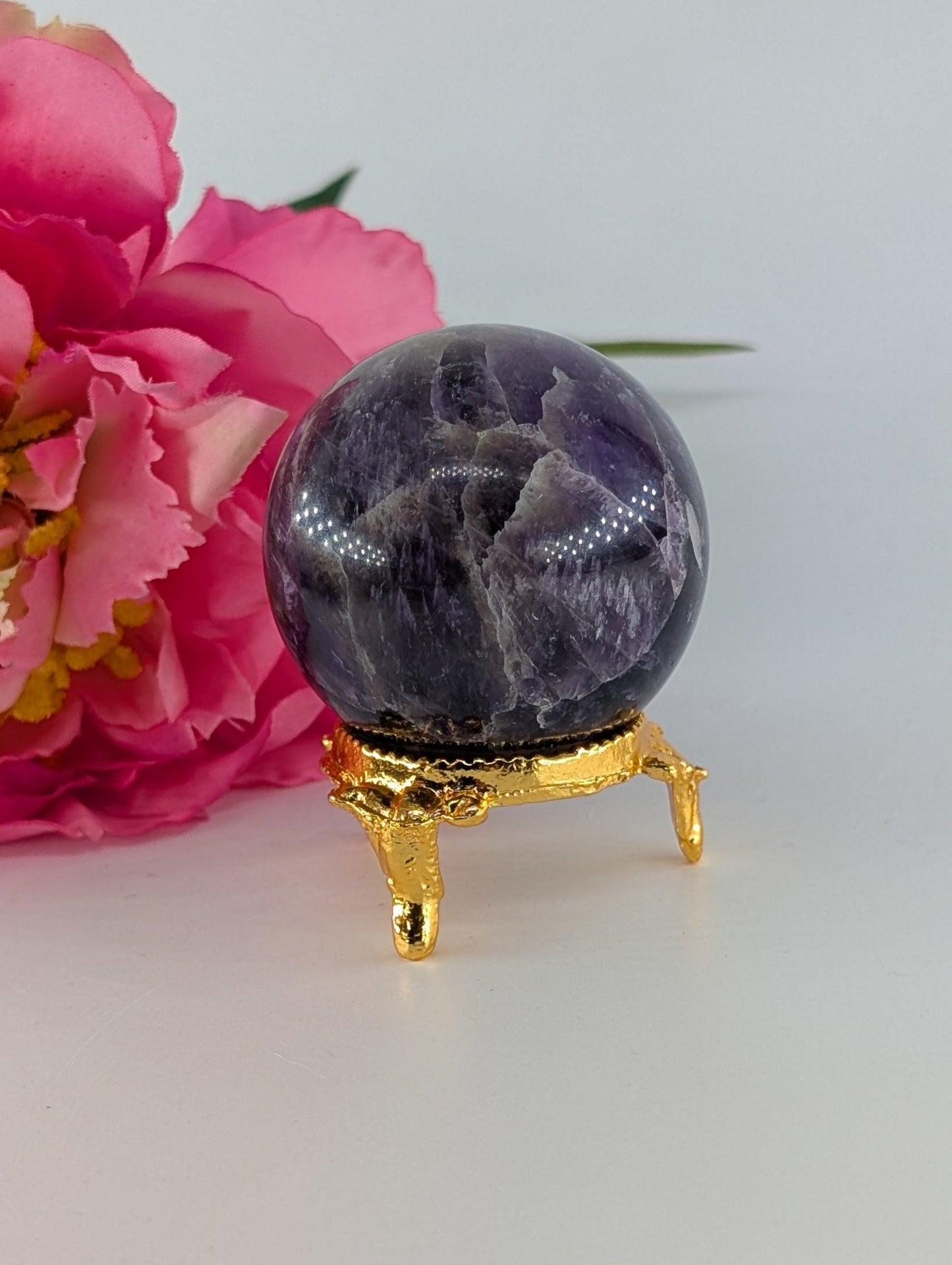 Polished Amethyst Sphere - 45mm - 113g featuring rich purple colour and natural clarity - Positive Faith Hope Love