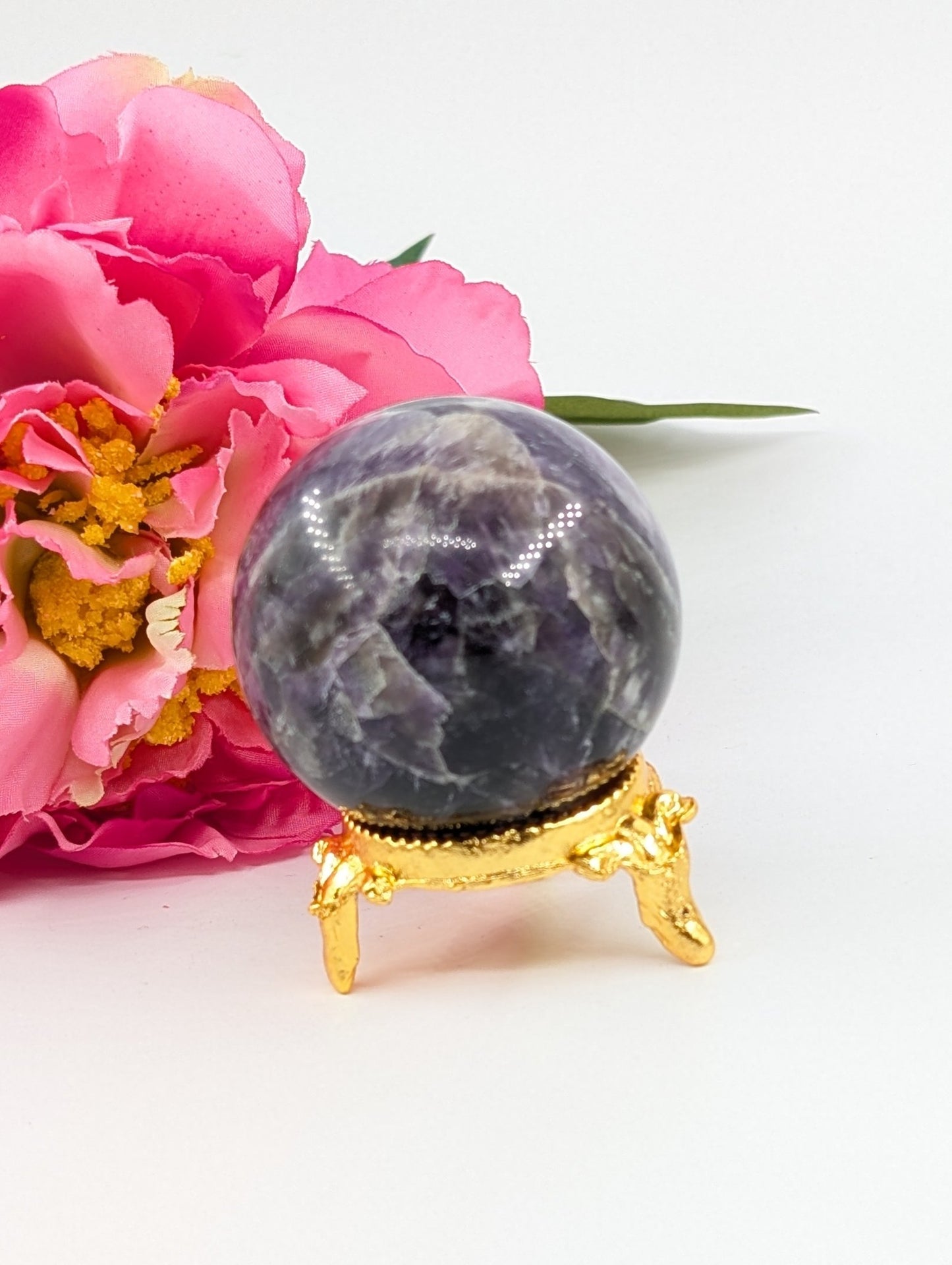 Polished Amethyst Sphere - 45mm - 131g featuring rich purple colour and natural clarity - Positive Faith Hope Love