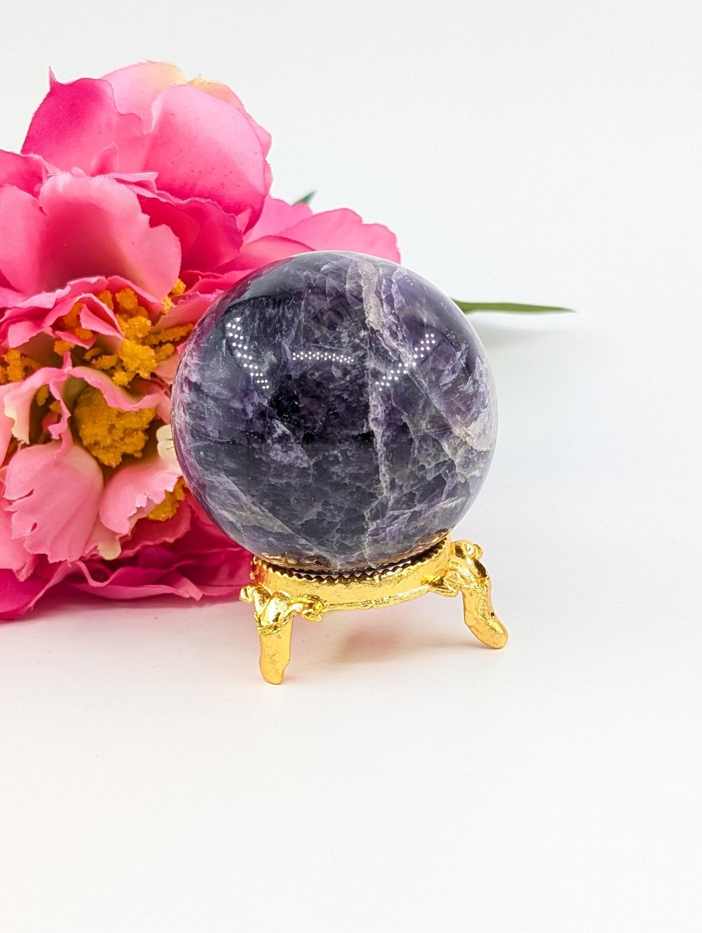 Polished Amethyst Sphere - 50mm - 187g featuring rich purple colour and natural clarity - Positive Faith Hope Love