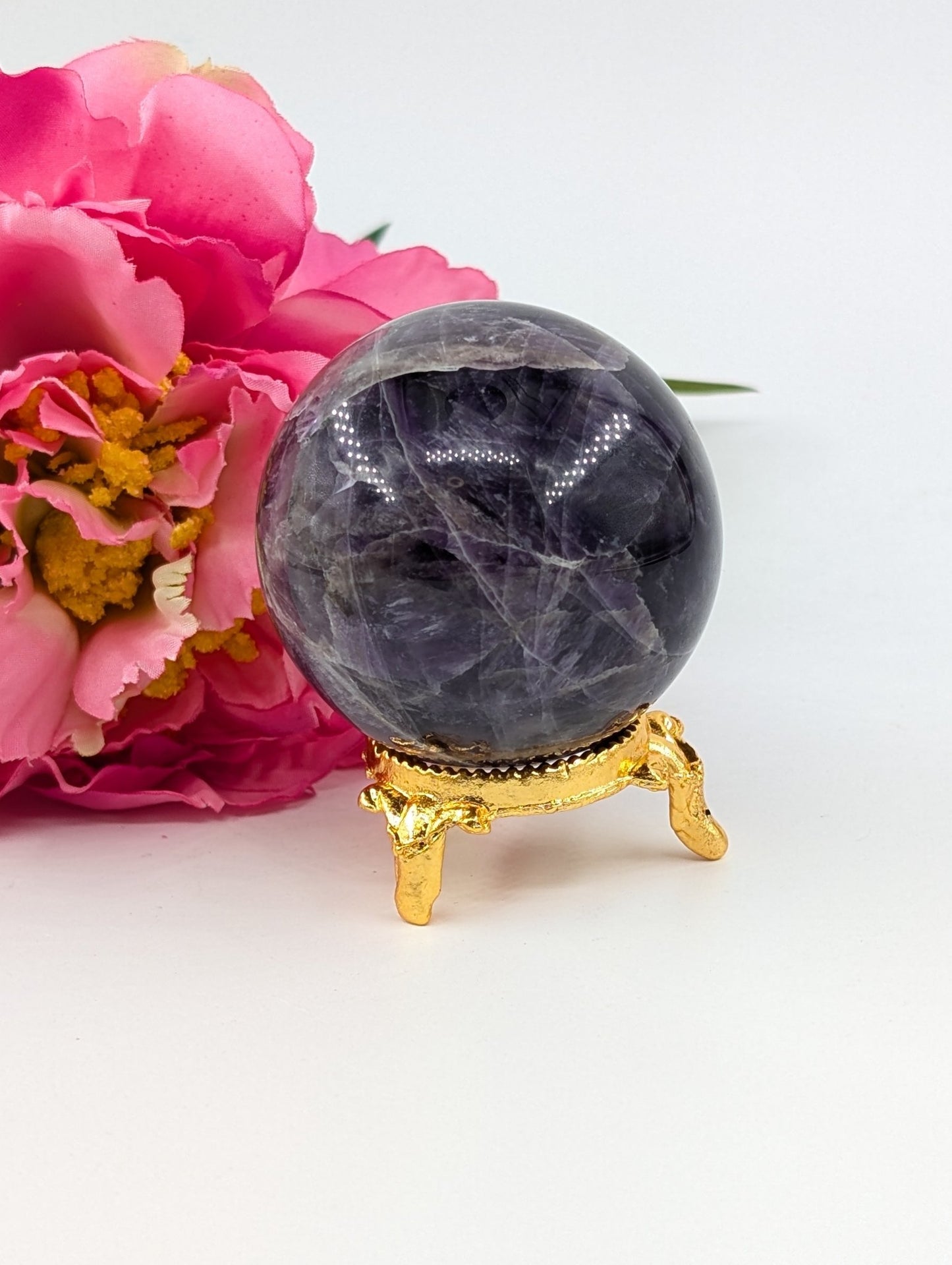Polished Amethyst Sphere - 51mm - 196g featuring rich purple colour and natural clarity - Positive Faith Hope Love