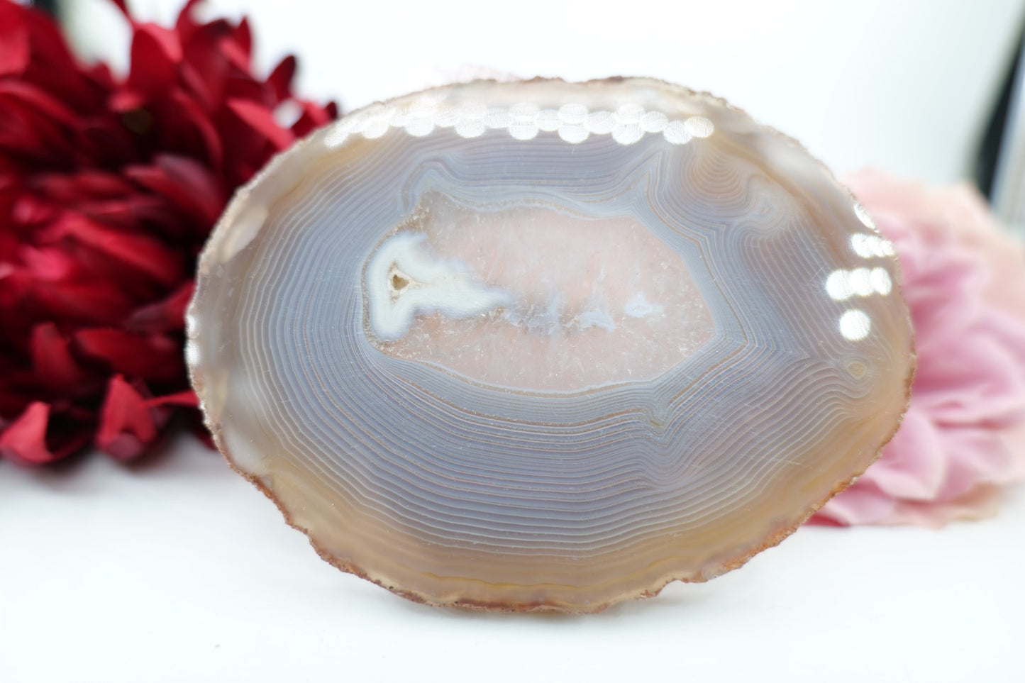 Polished Banded Fortification Agate Slice (220g) featuring banded patterns and glossy finish - Positive Faith Hope Love