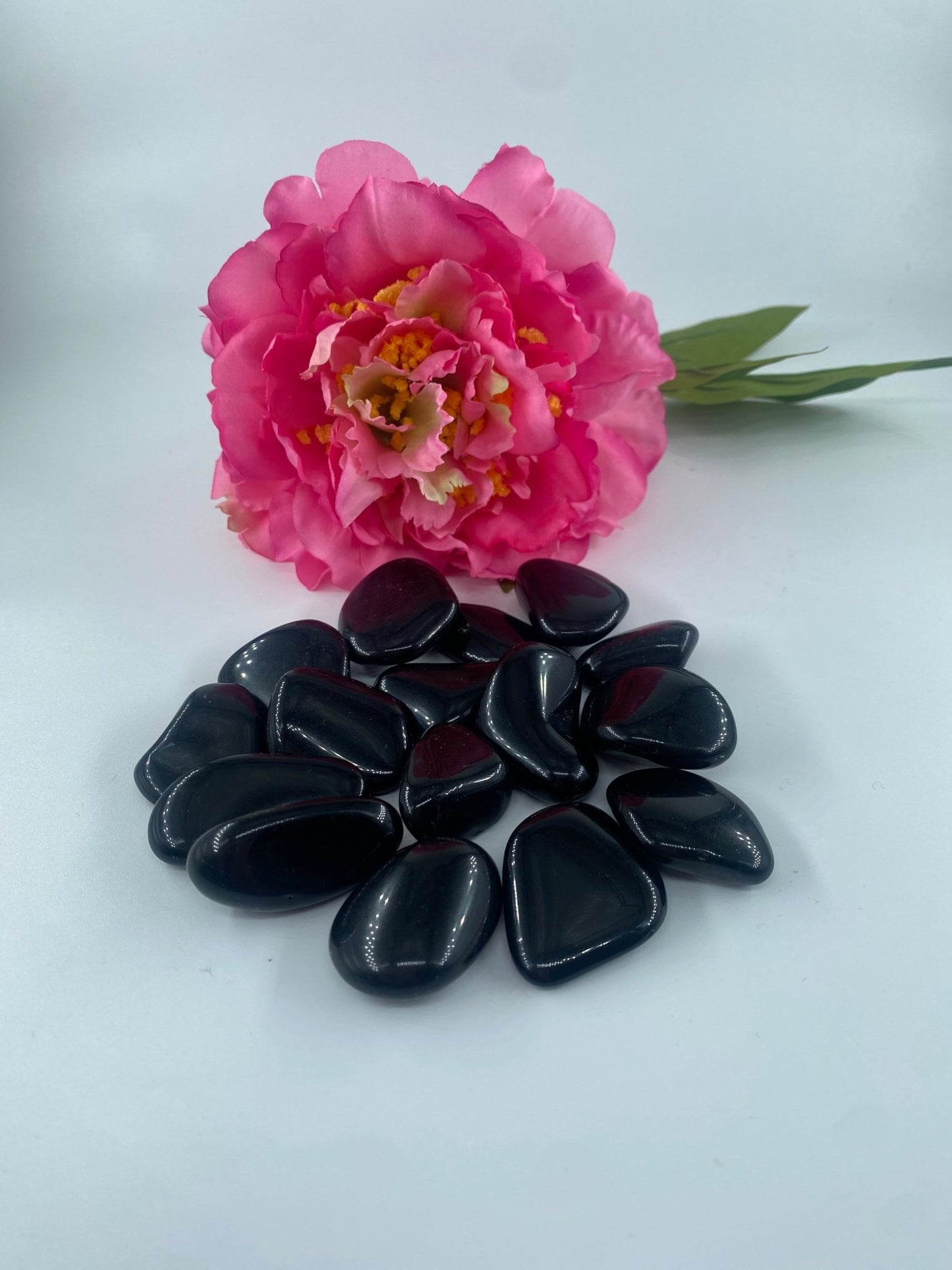Polished Black Obsidian - Tumble Stones featuring deep jet-black tone and glassy finish - Positive Faith Hope Love