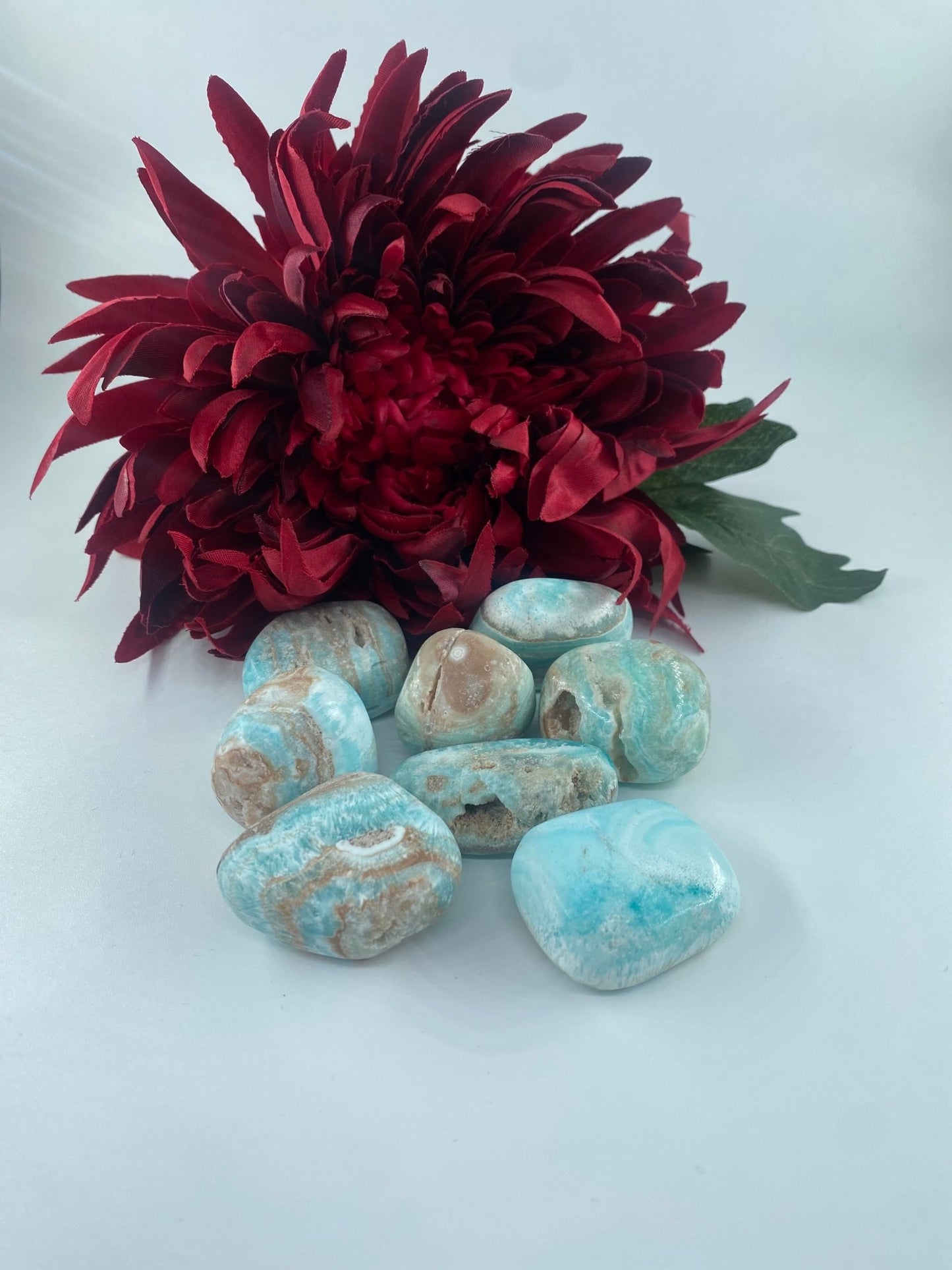 Polished Blue Aragonite - Tumble Stone featuring pale aqua tone with silky texture - Positive Faith Hope Love