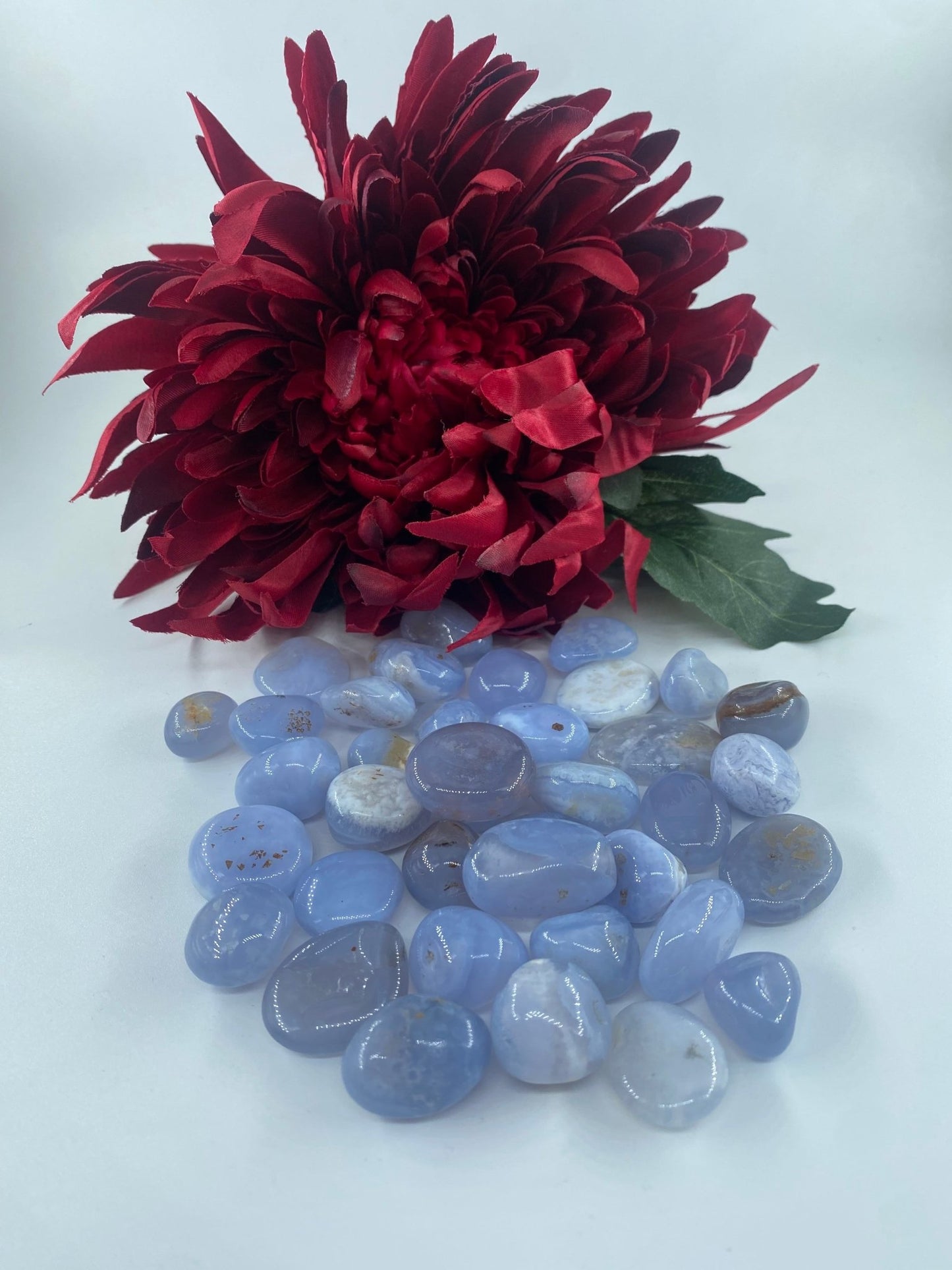 Polished Blue Lace Agate - Small Tumble Stone featuring pale blue banding and soft translucence - Positive Faith Hope Love