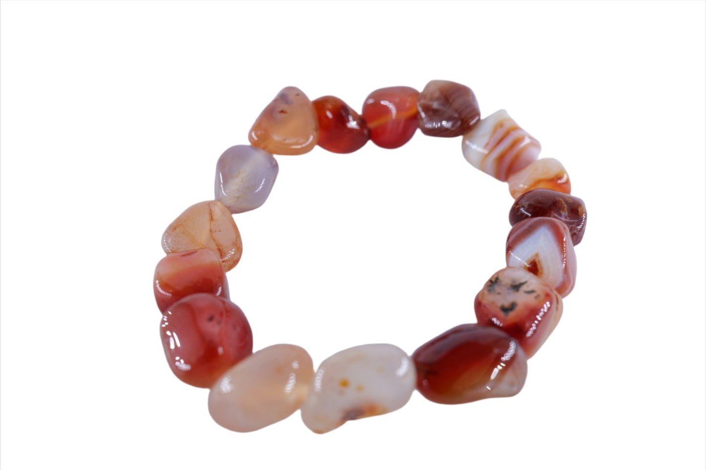 Polished Carnelian Tumblestone Bracelet featuring vibrant orange tone and smooth polish - Positive Faith Hope Love