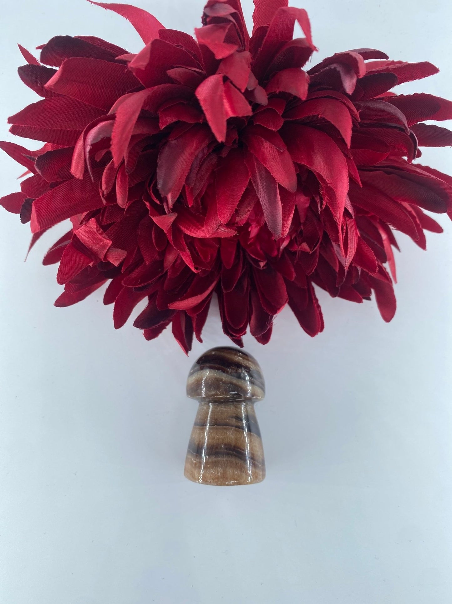 Polished Chocolate Calcite Mushroom featuring soft translucent tone and gentle sheen - Positive Faith Hope Love