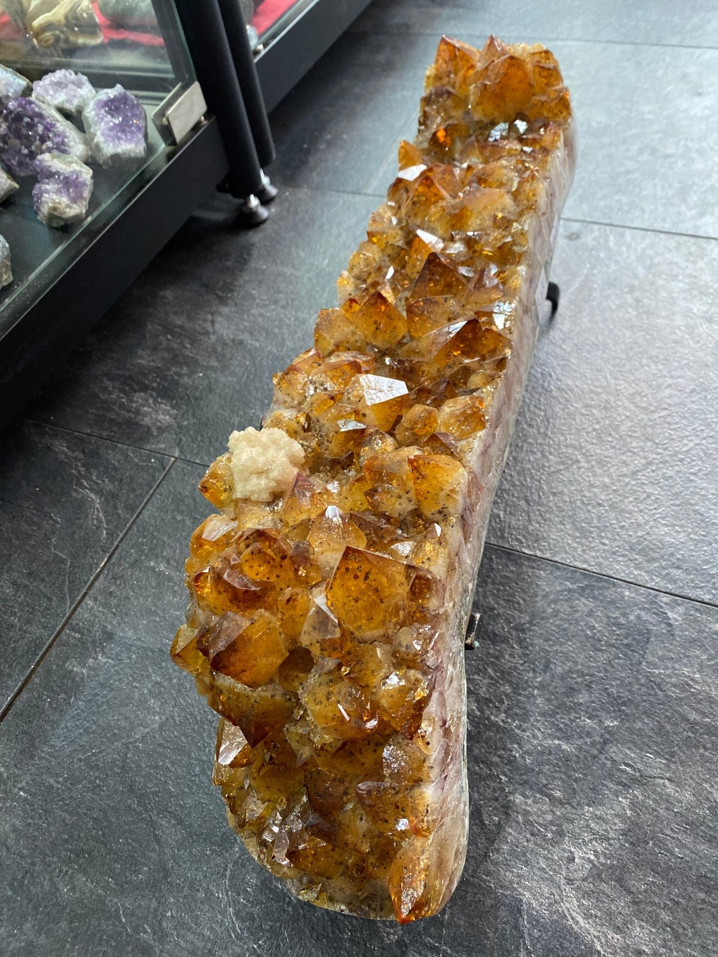 Polished Citrine Bed 5.6KG On Custom Stand featuring golden yellow tone and warm translucence - Positive Faith Hope Love