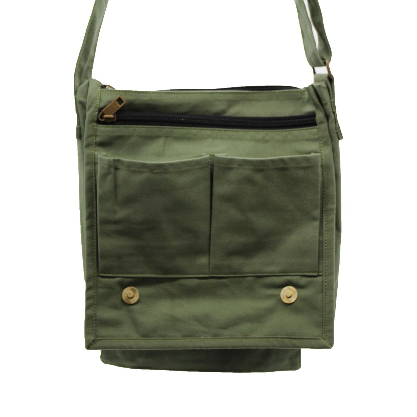 Polished Cotton Canvas Messenger Bag Green featuring natural patterning and unique variations - Positive Faith Hope Love
