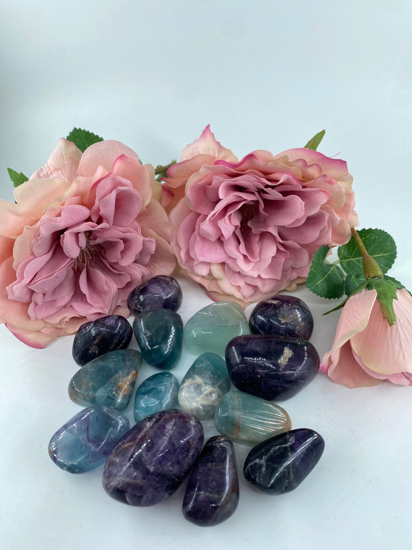 Polished Fluorite - Tumble Stone featuring banded green‑purple hues and glassy clarity - Positive Faith Hope Love
