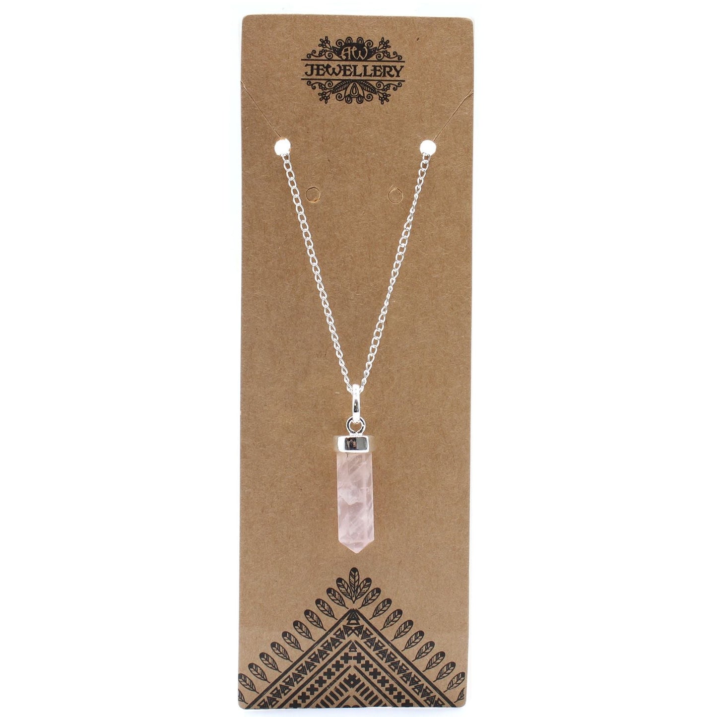 Polished Gemstone Classic Point Pendant - Rose Quartz featuring soft pink tone and gentle translucence - Positive Faith Hope Love