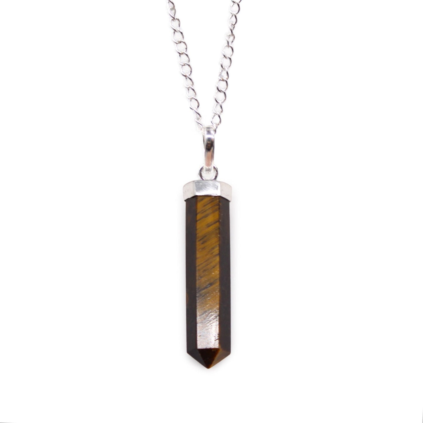 Polished Gemstone Classic Point Pendant Tiger Eye 2 featuring natural patterning and unique variations - Positive Faith Hope Love