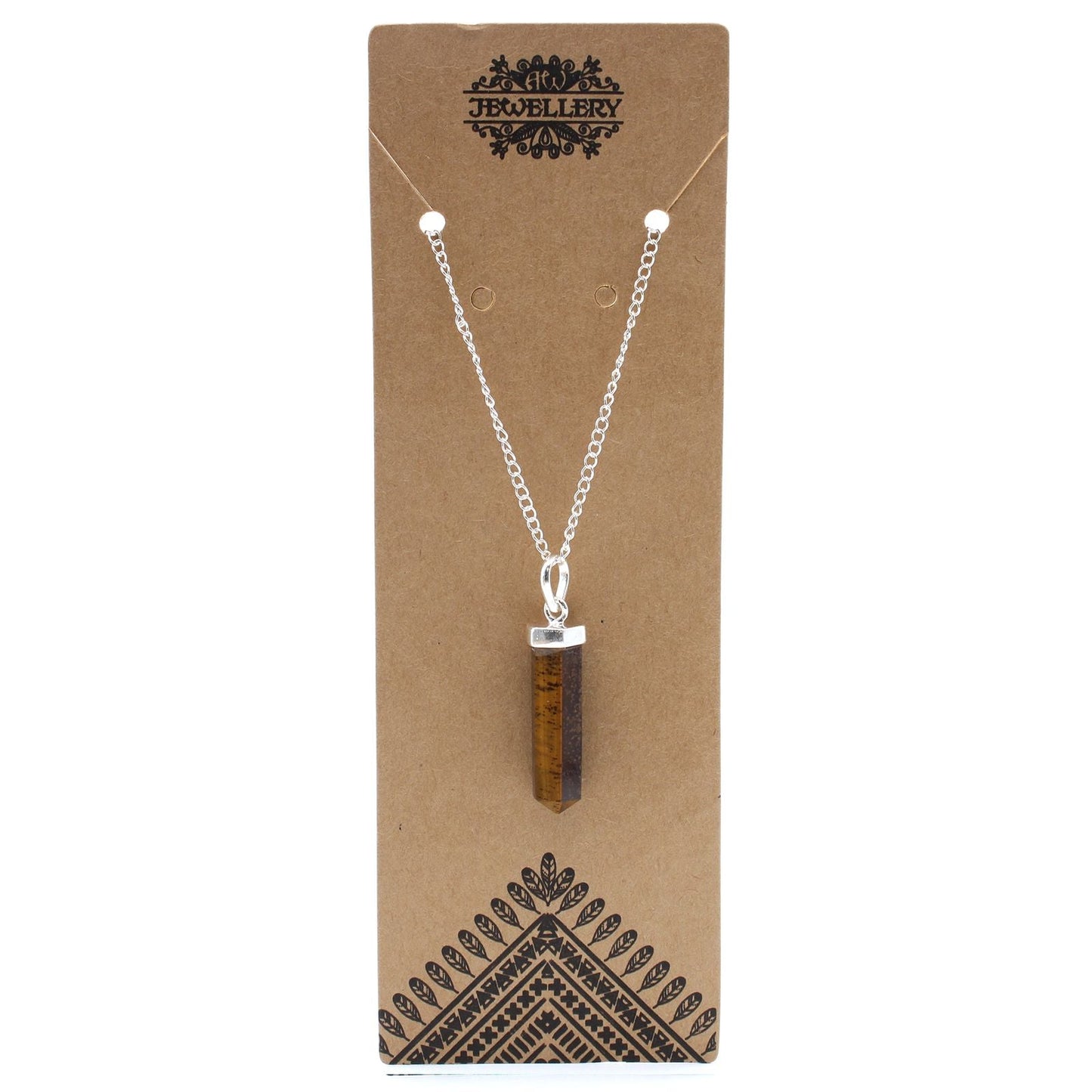 Polished Gemstone Classic Point Pendant - Tiger Eye featuring natural patterning and unique variations - Positive Faith Hope Love