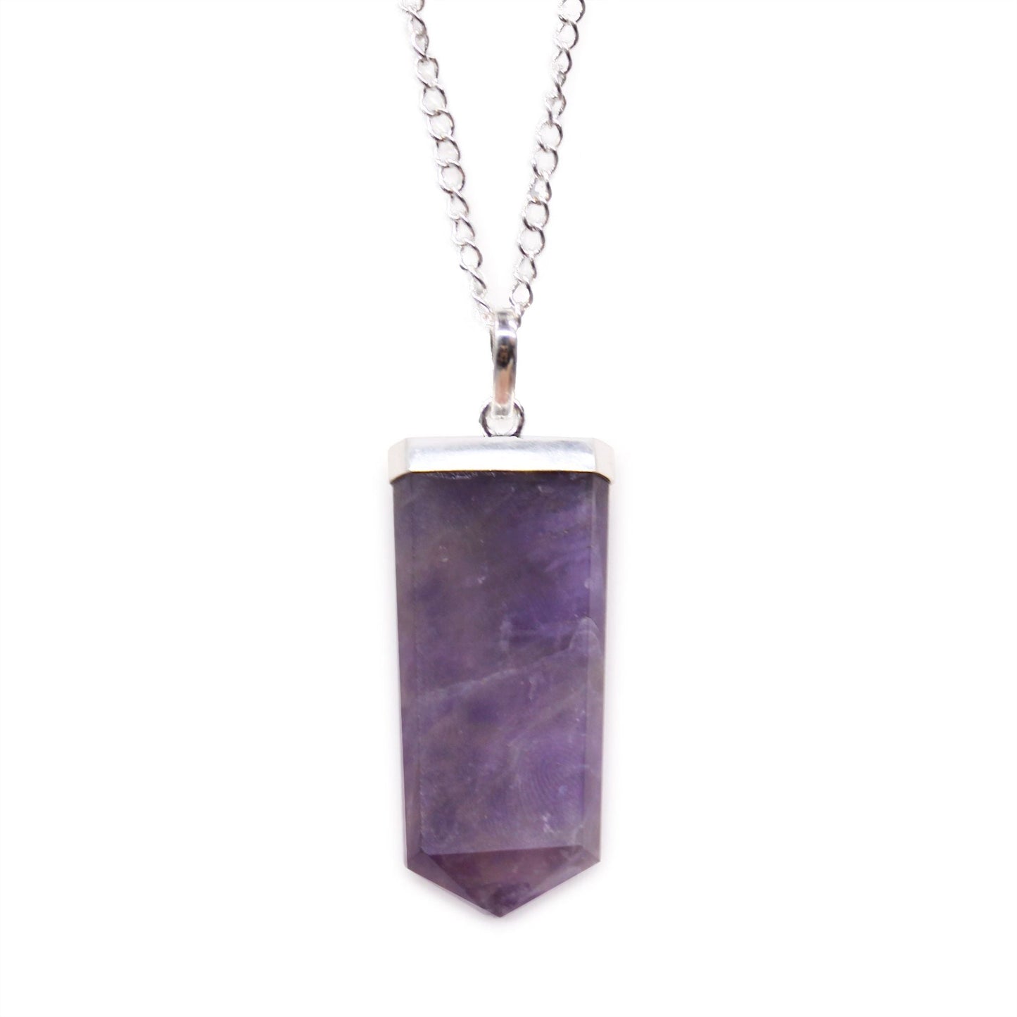 Polished Gemstone Flat Pencil Pendant Amethyst featuring rich purple colour and natural clarity - Positive Faith Hope Love