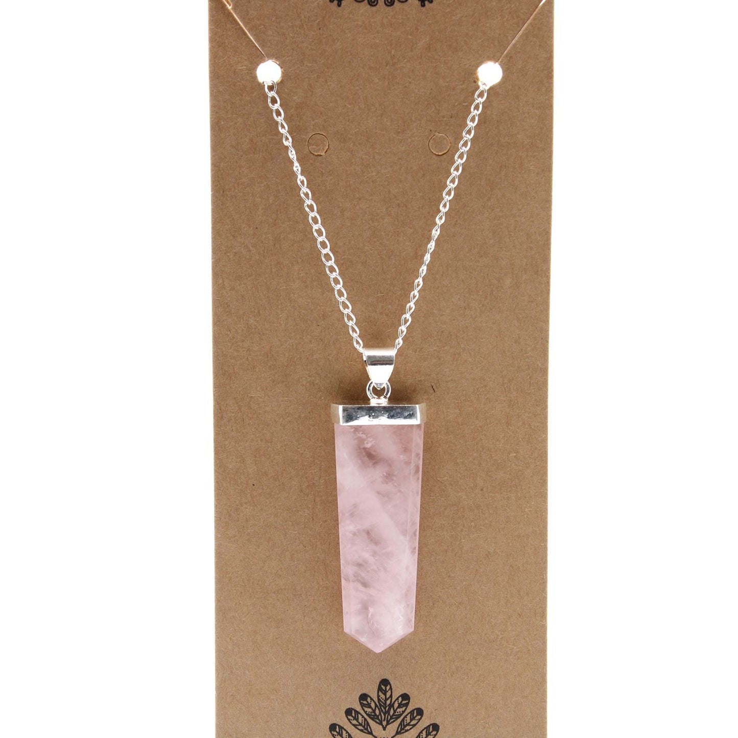 Polished Gemstone Flat Pencil Pendant - Rose Quartz featuring soft pink tone and gentle translucence - Positive Faith Hope Love