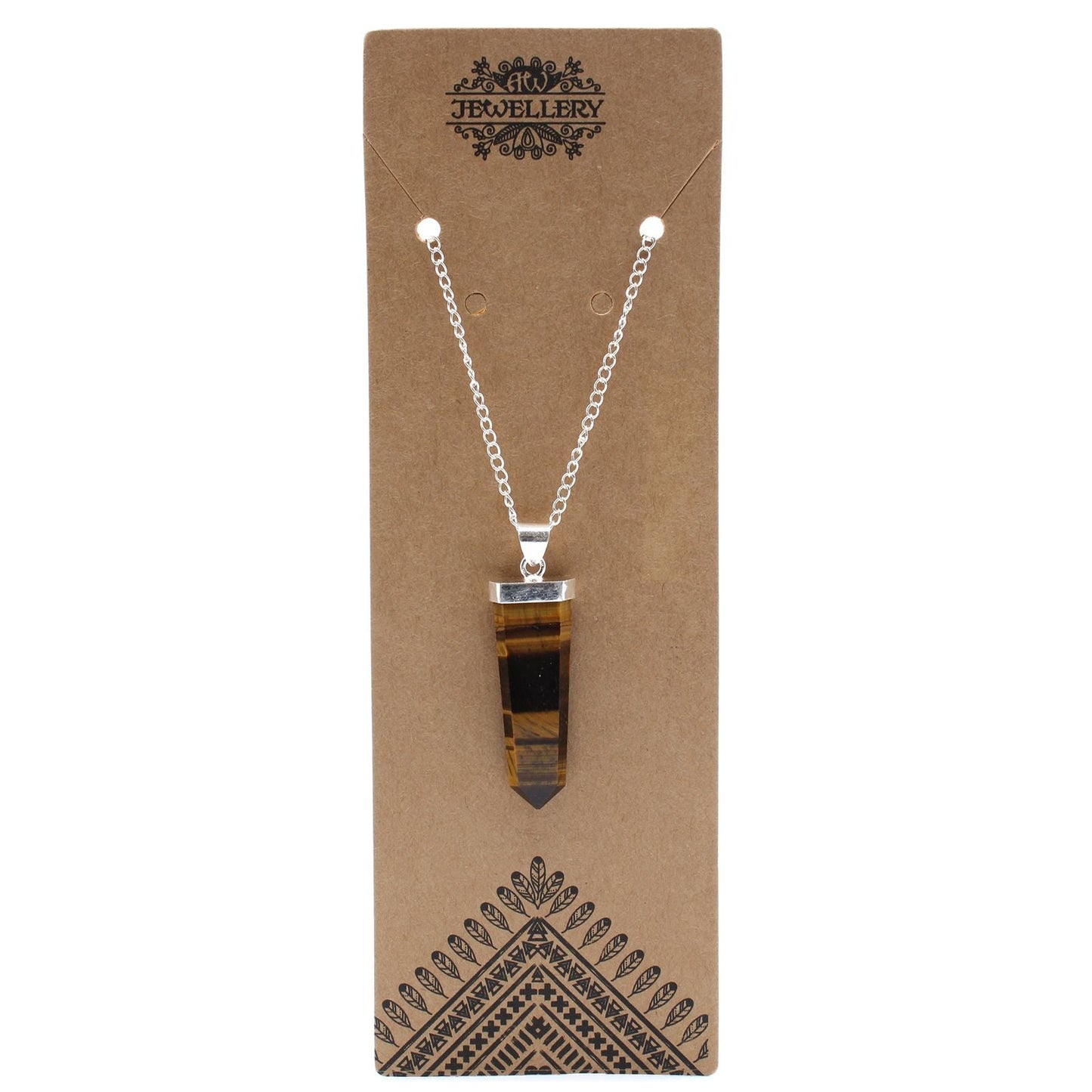 Polished Gemstone Flat Pencil Pendant - Tiger Eye featuring natural patterning and unique variations - Positive Faith Hope Love