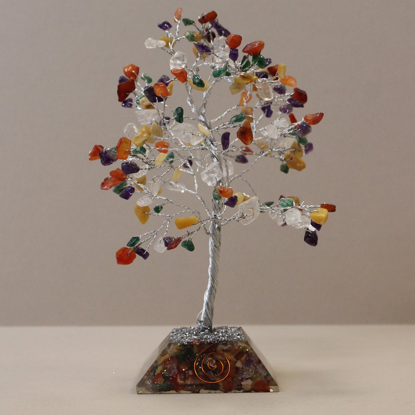 Polished Gemstone Tree with Orgonite Base - 160 Stone - Multi Stone featuring natural patterning and unique variations - Positive Faith Hope Love