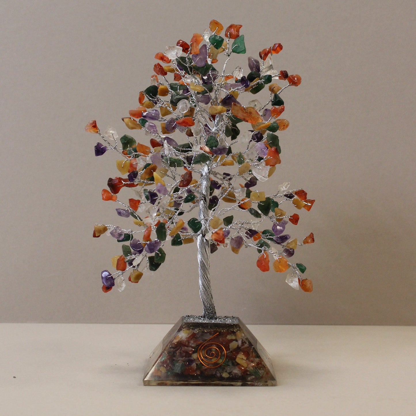 Polished Gemstone Tree with Orgonite Base - 320 Stone - Multi Stone featuring natural patterning and unique variations - Positive Faith Hope Love