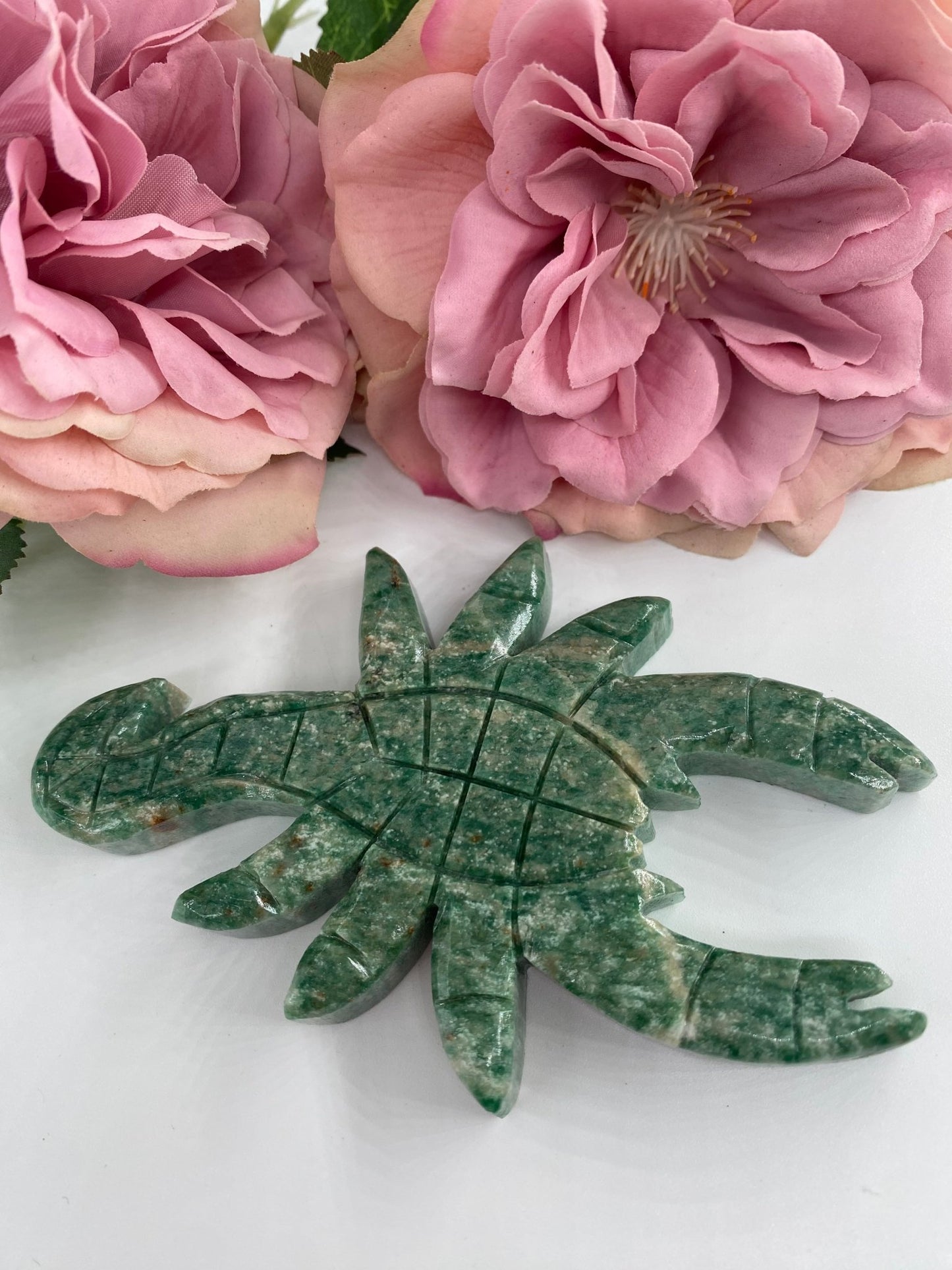 Polished Green Aventurine Scorpion featuring green tone with subtle sparkle - Positive Faith Hope Love