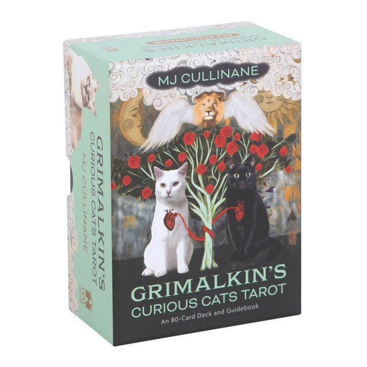 Polished Grimalkin's Curious Cats Tarot Cards featuring natural patterning and unique variations - Positive Faith Hope Love