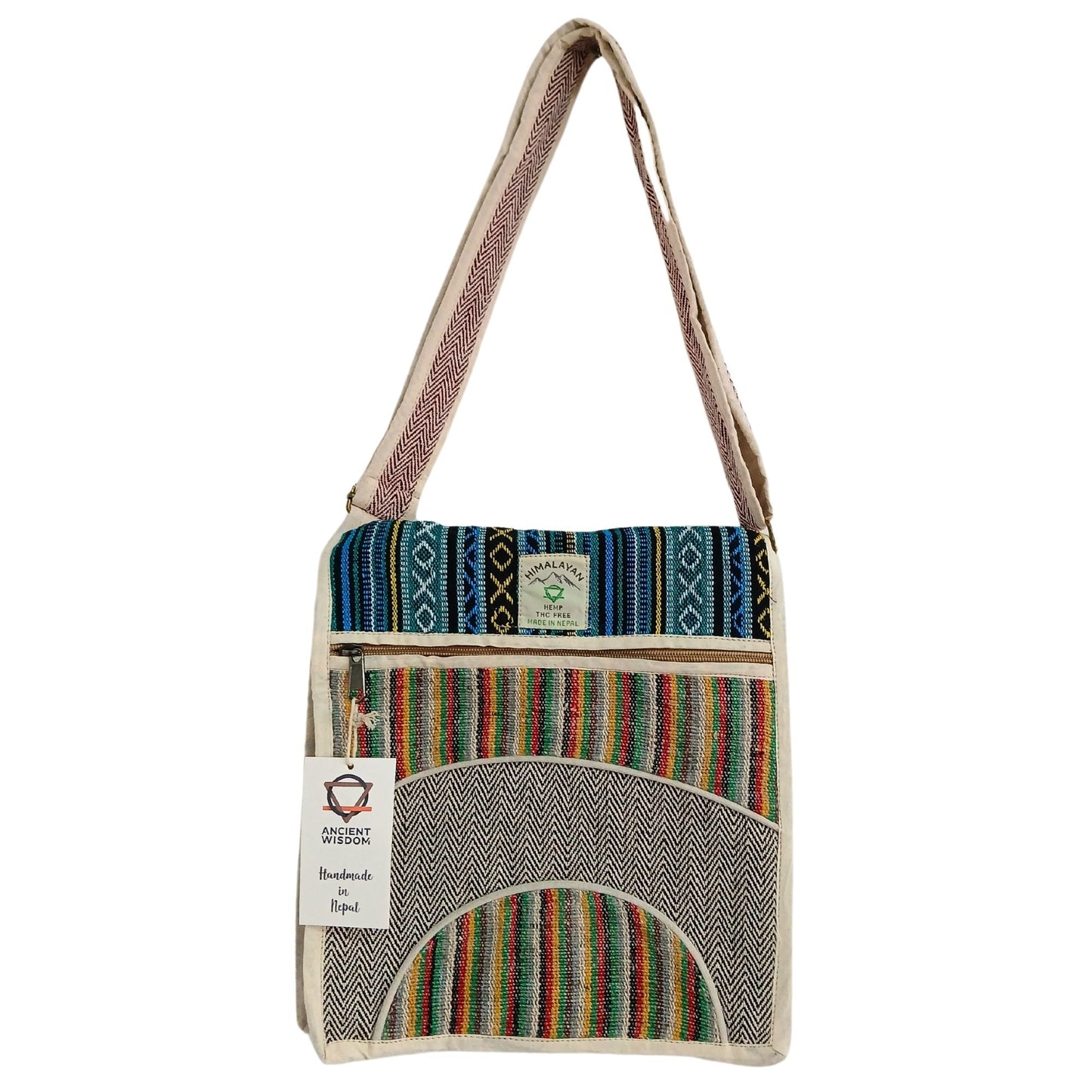 Polished Hemp Laptop Messenger Bag - Curves featuring natural patterning and unique variations - Positive Faith Hope Love