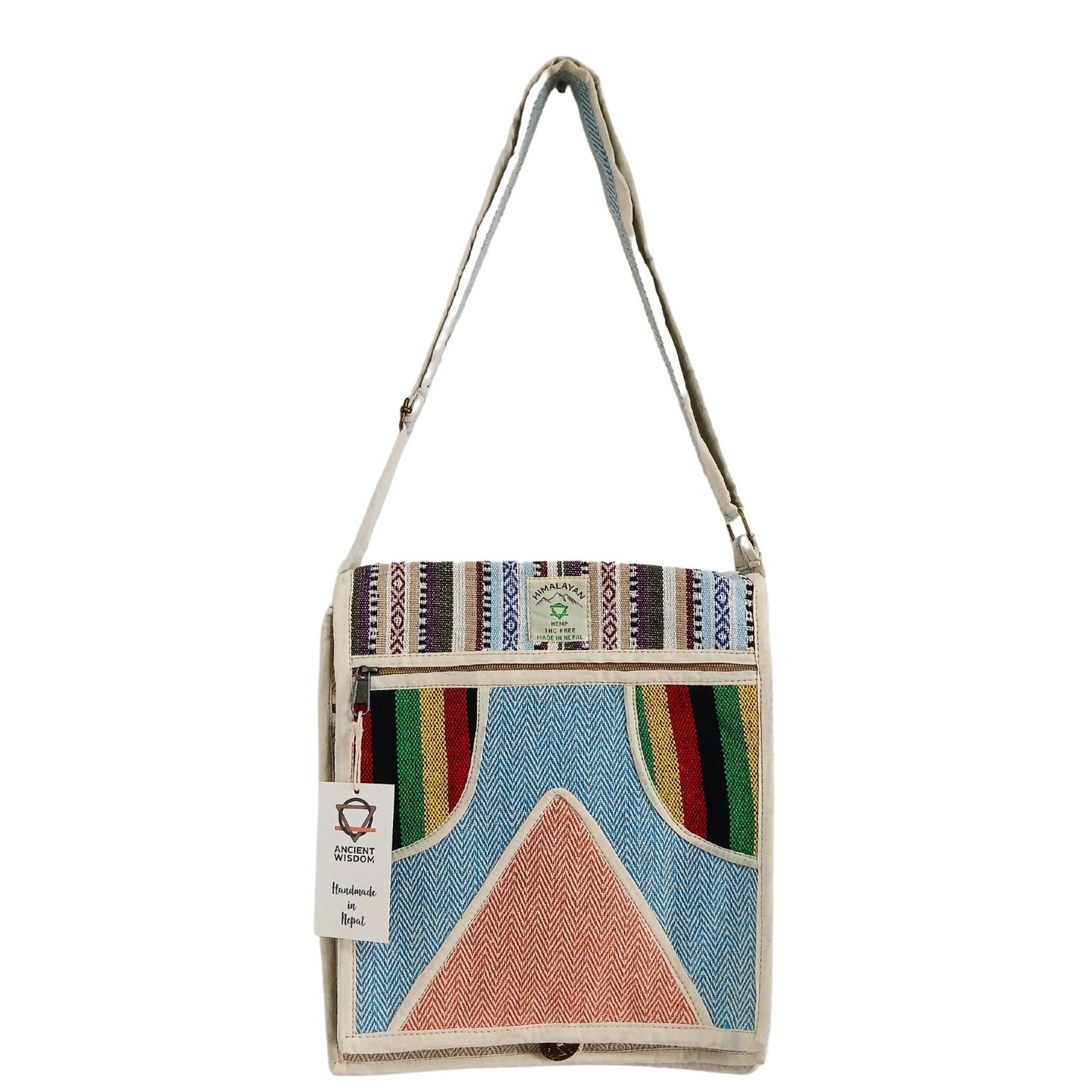 Polished Hemp Laptop Messenger Bag Triangle featuring natural patterning and unique variations - Positive Faith Hope Love