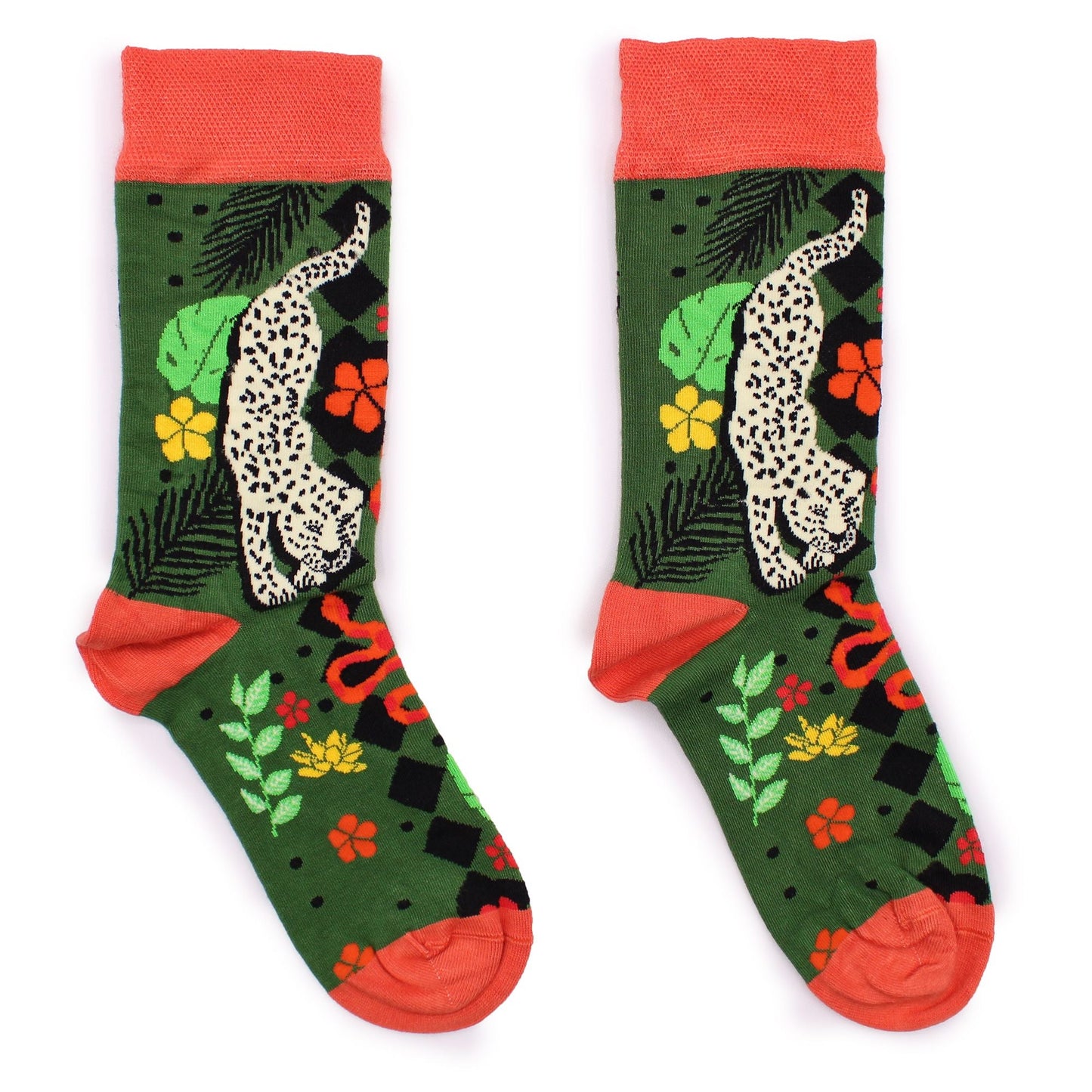 Polished Hop Hare Bamboo Socks M/L - Bali Jungle featuring natural patterning and unique variations - Positive Faith Hope Love