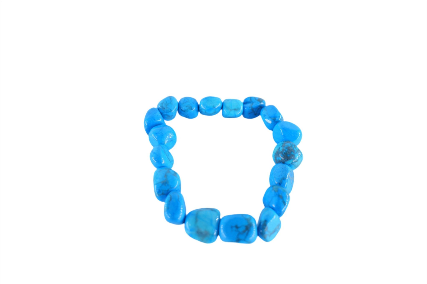 Polished Howlite Blue Tumblestone Bracelet featuring white tone with grey veining - Positive Faith Hope Love