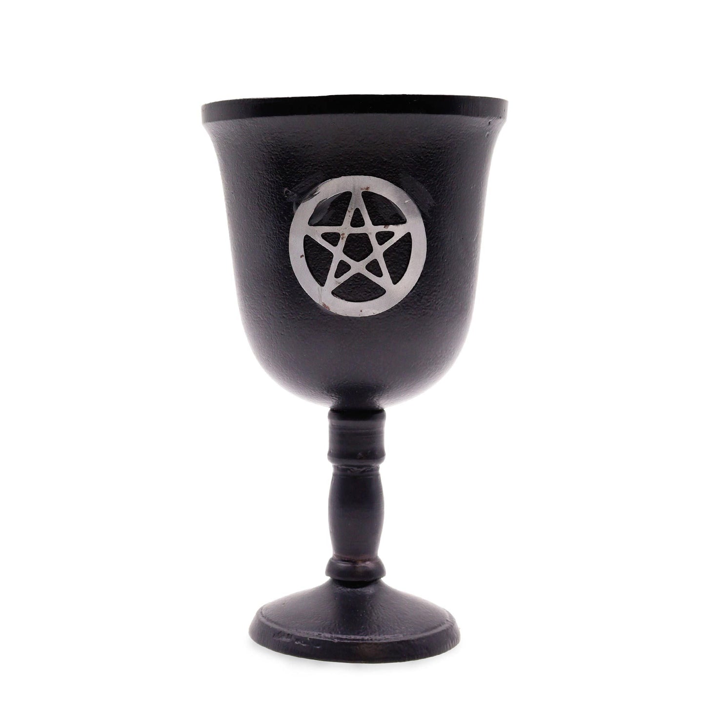 Polished Iron Ritual Goblet - Pentagon - 20x11cm featuring natural patterning and unique variations - Positive Faith Hope Love