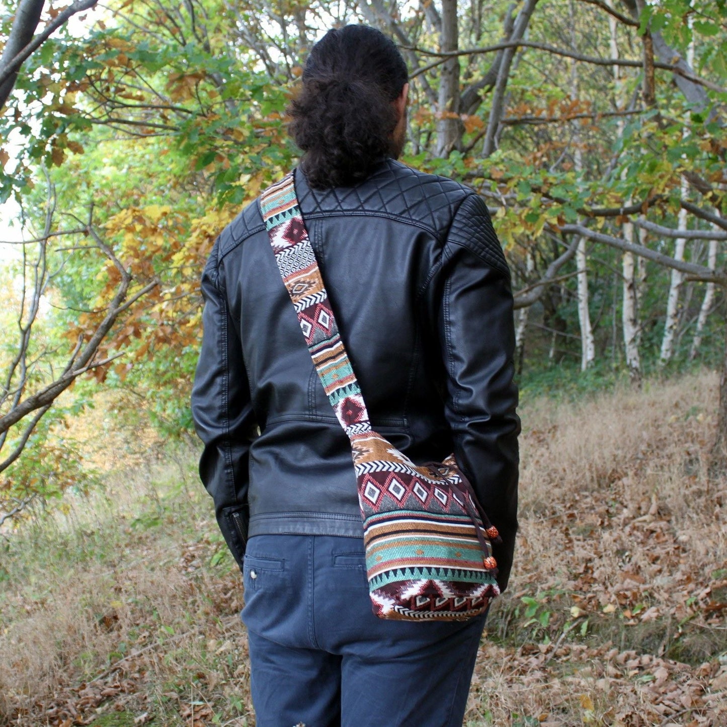 Polished Jacquard Bag Chocolate Sling Bag featuring natural patterning and unique variations - Positive Faith Hope Love