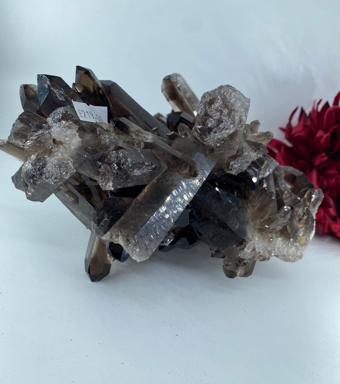 Natural Large Smokey Quartz Cluster featuring natural patterning and unique variations - Positive Faith Hope Love