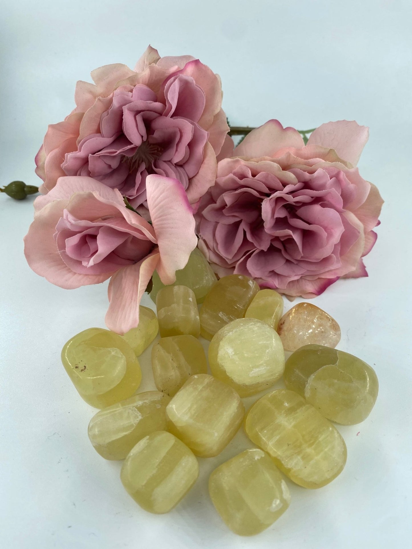 Polished Lemon Calcite - Tumble Stone featuring soft translucent tone and gentle sheen - Positive Faith Hope Love