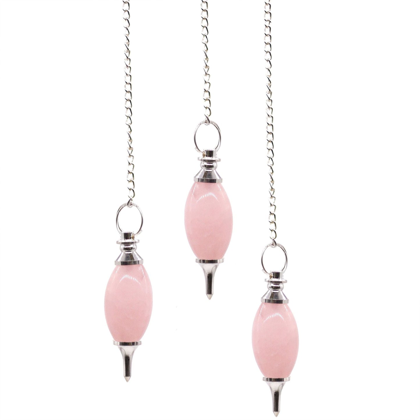 Polished Lingam Shaped Gemstone Pendulum - Rose Quartz featuring soft pink tone and gentle translucence - Positive Faith Hope Love