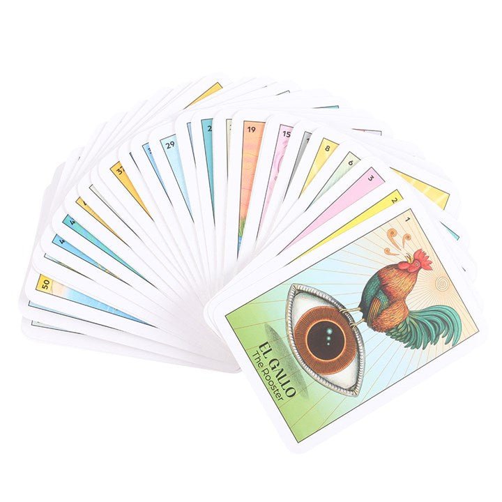 Polished Loteria Remedios Oracle Cards featuring natural patterning and unique variations - Positive Faith Hope Love