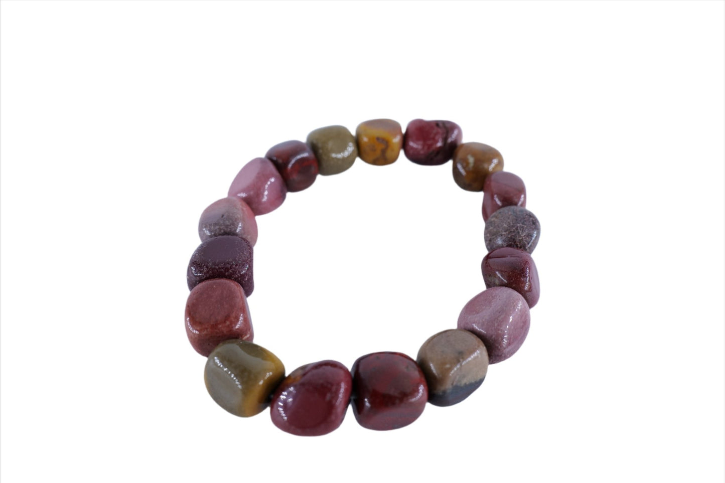 Polished Mookaite Tumblestone Bracelet featuring natural patterning and unique variations - Positive Faith Hope Love