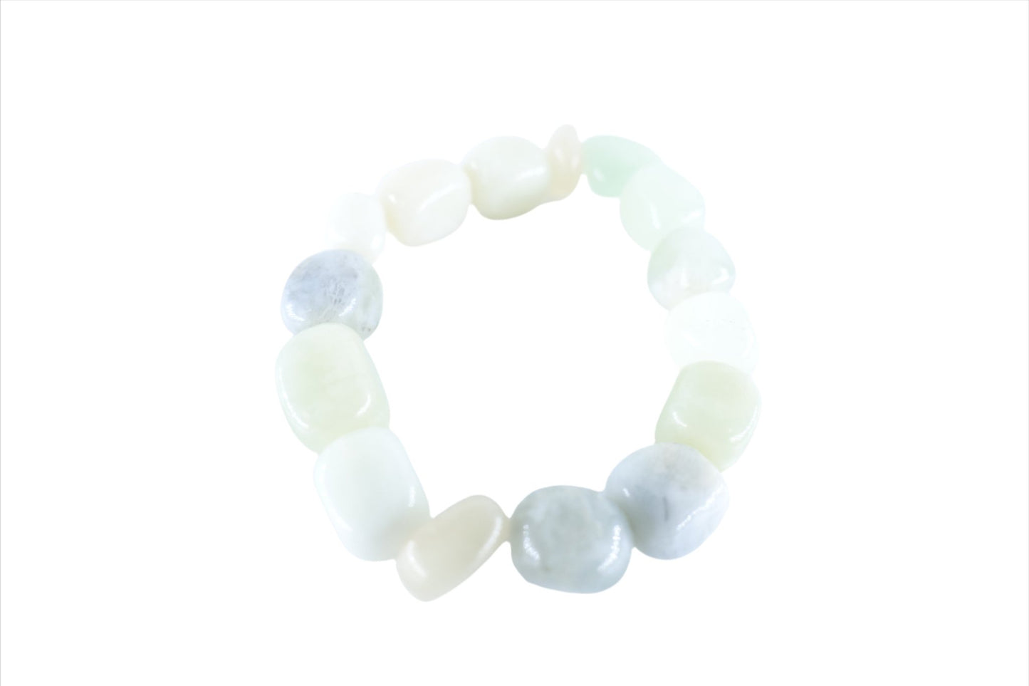 Polished New Jade Tumblestone Bracelet featuring serene green tone and smooth polish - Positive Faith Hope Love