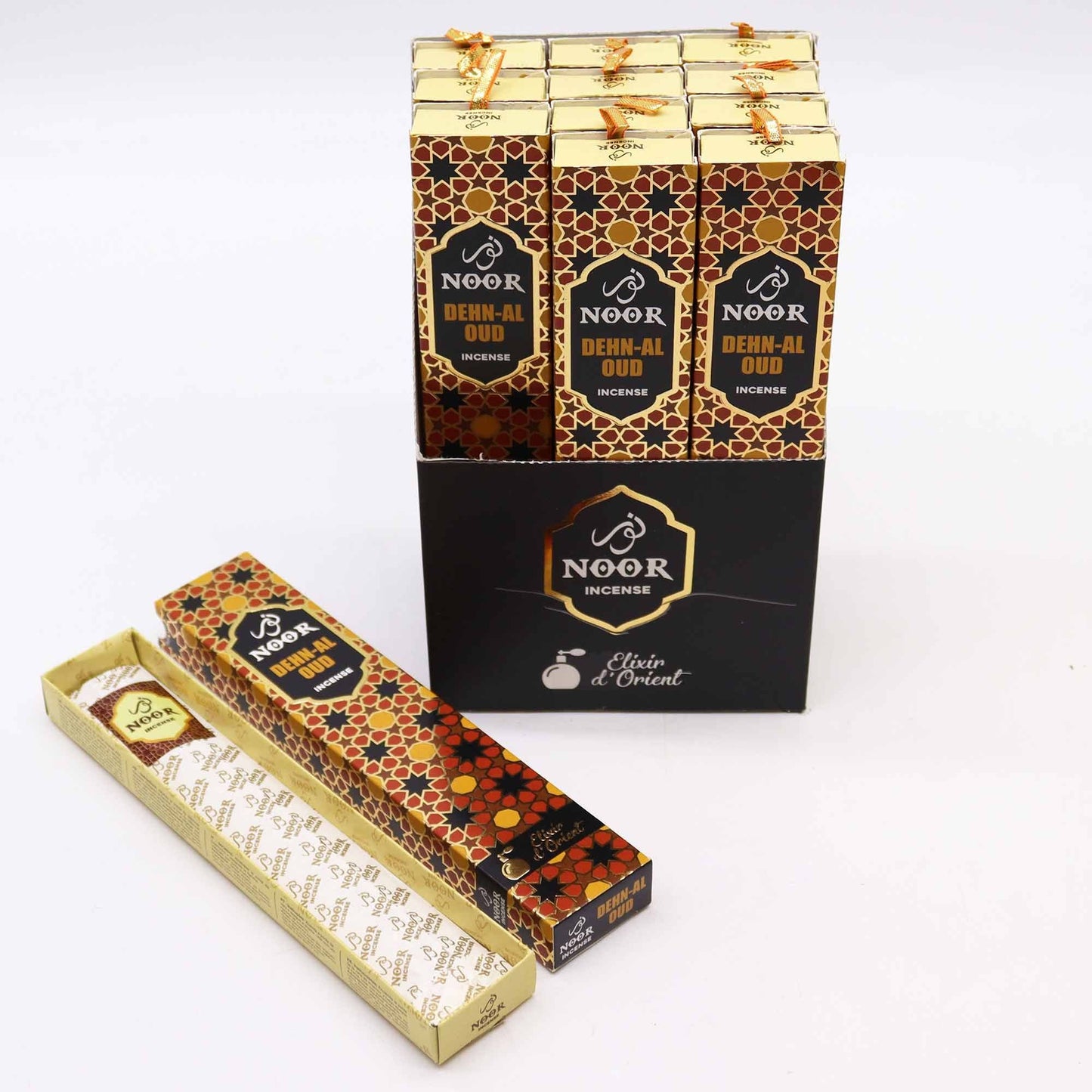 Polished Noor Oud Incense Dehn Al Oud featuring natural patterning and unique variations - Positive Faith Hope Love