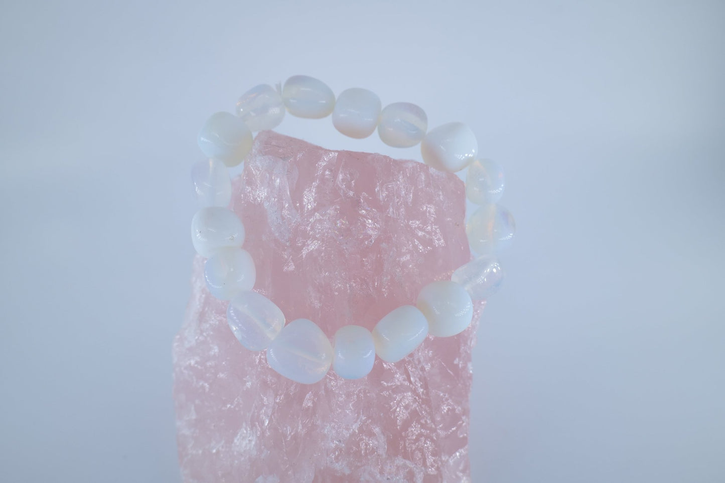 Polished Opalite Tumblestone Bracelet featuring milky opalescent glow and smooth finish - Positive Faith Hope Love