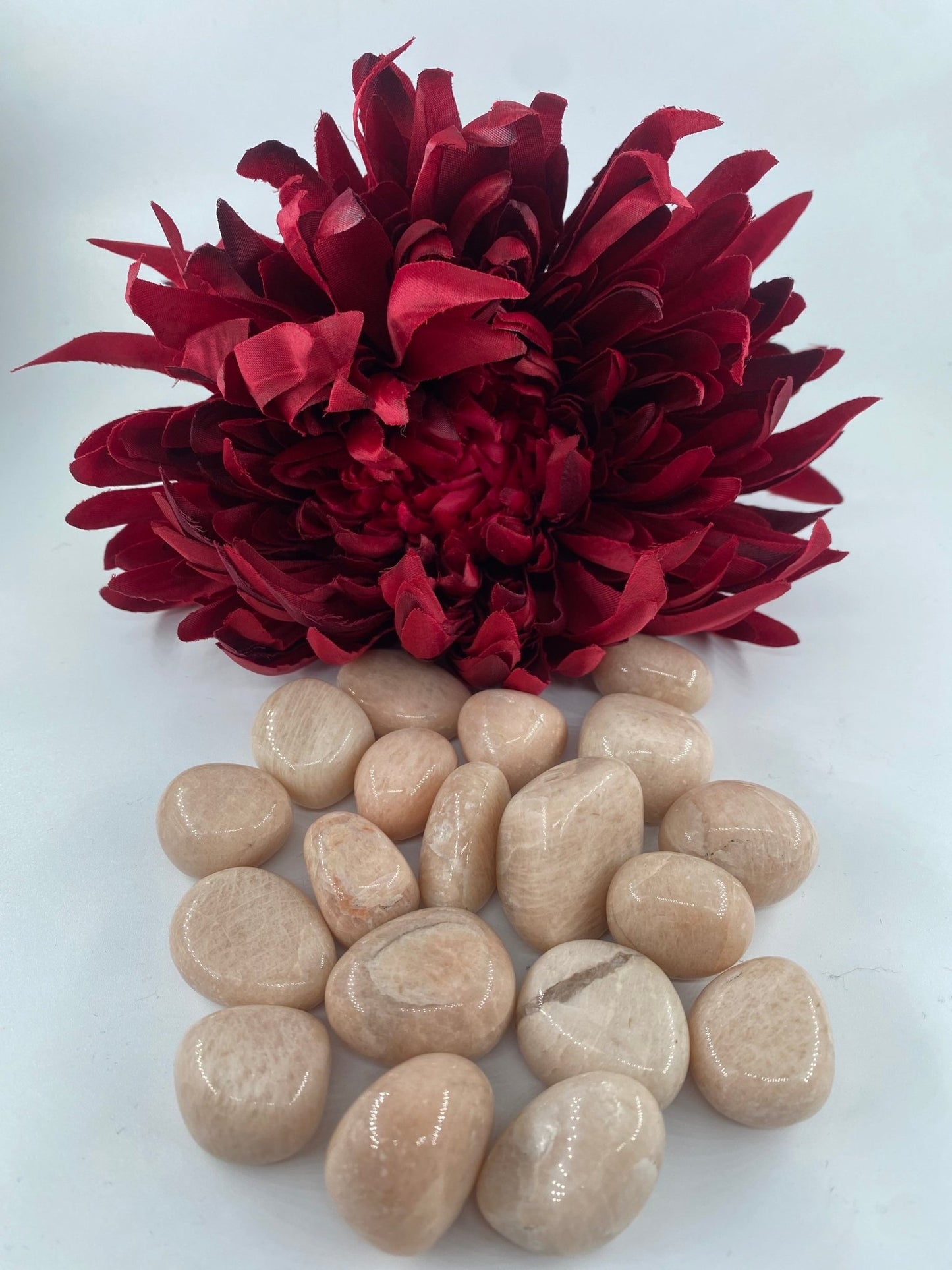 Polished Peach Moonstone - Tumble Stone featuring pearly adularescence and soft sheen - Positive Faith Hope Love