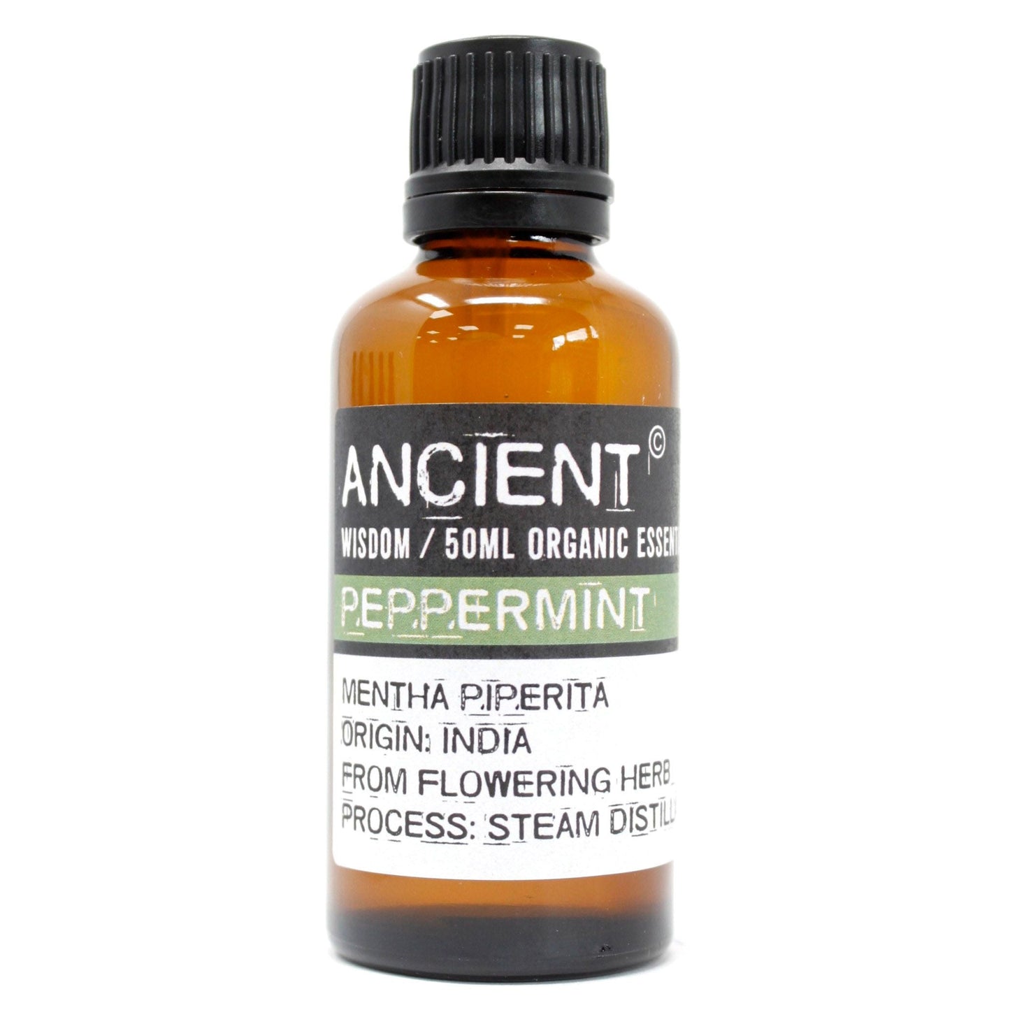 Polished Peppermint Organic Essential Oil 50ml featuring natural patterning and unique variations - Positive Faith Hope Love