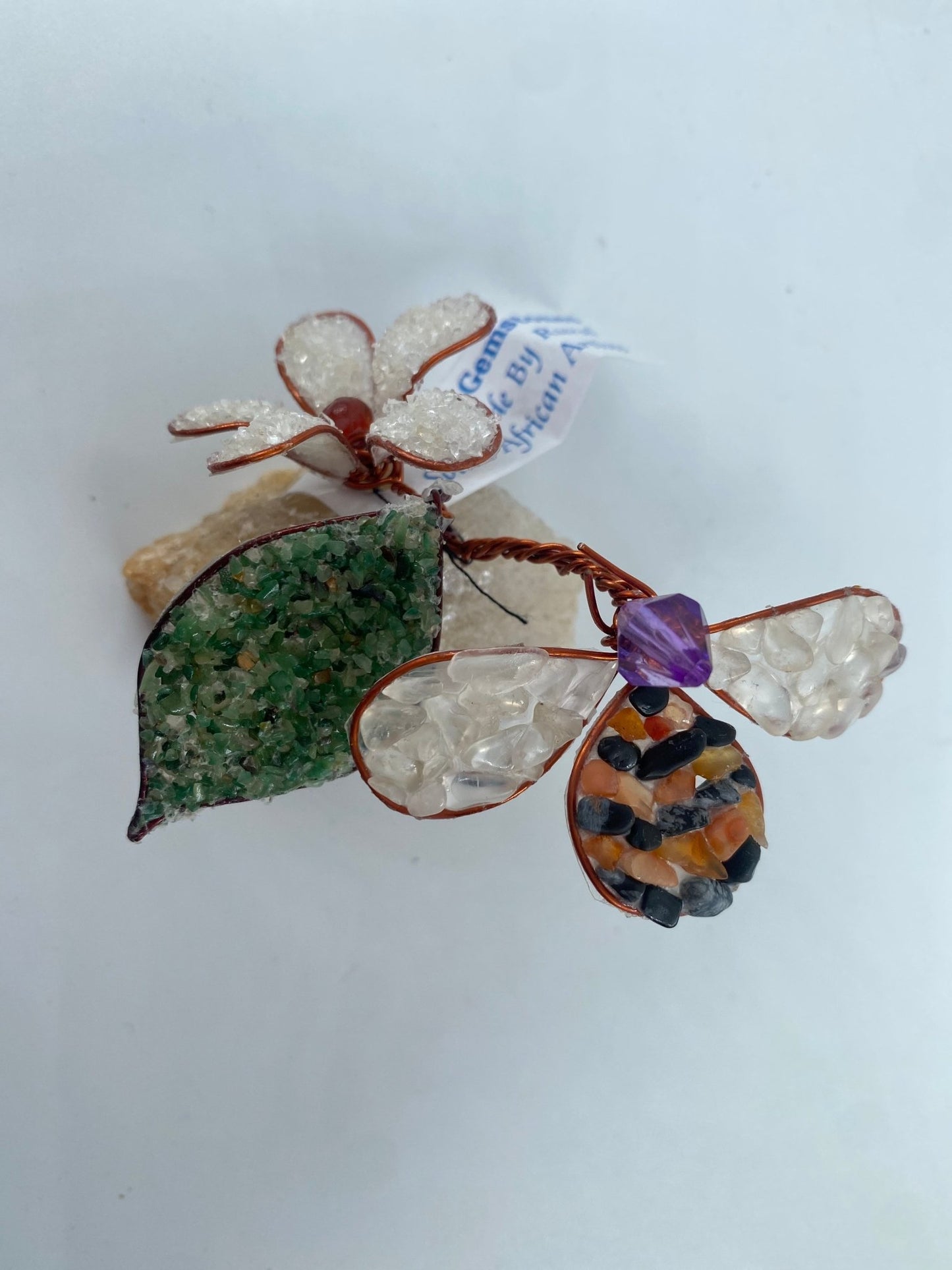 Polished Polished Gemstone Art Bee On Flower *** featuring natural patterning and unique variations - Positive Faith Hope Love