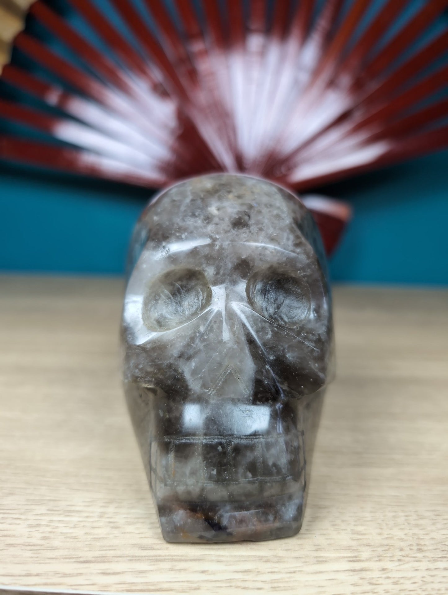 Polished Polished Morion Smokey Quartz Skull Carved in Madagascar 1440g featuring natural patterning and unique variations - Positive Faith Hope Love
