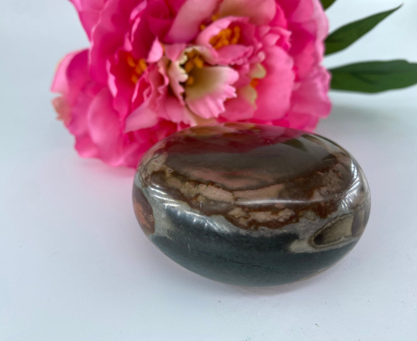 Polished Polished Polychrome Jasper Gallet 186 grams featuring earthy patterns and matte-gloss finish - Positive Faith Hope Love