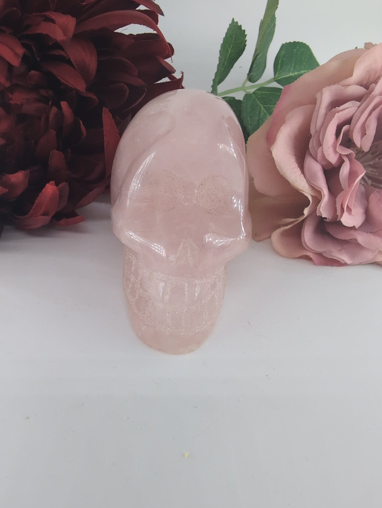 Polished Polished Rose Quartz Skull 300g featuring soft pink tone and gentle translucence - Positive Faith Hope Love