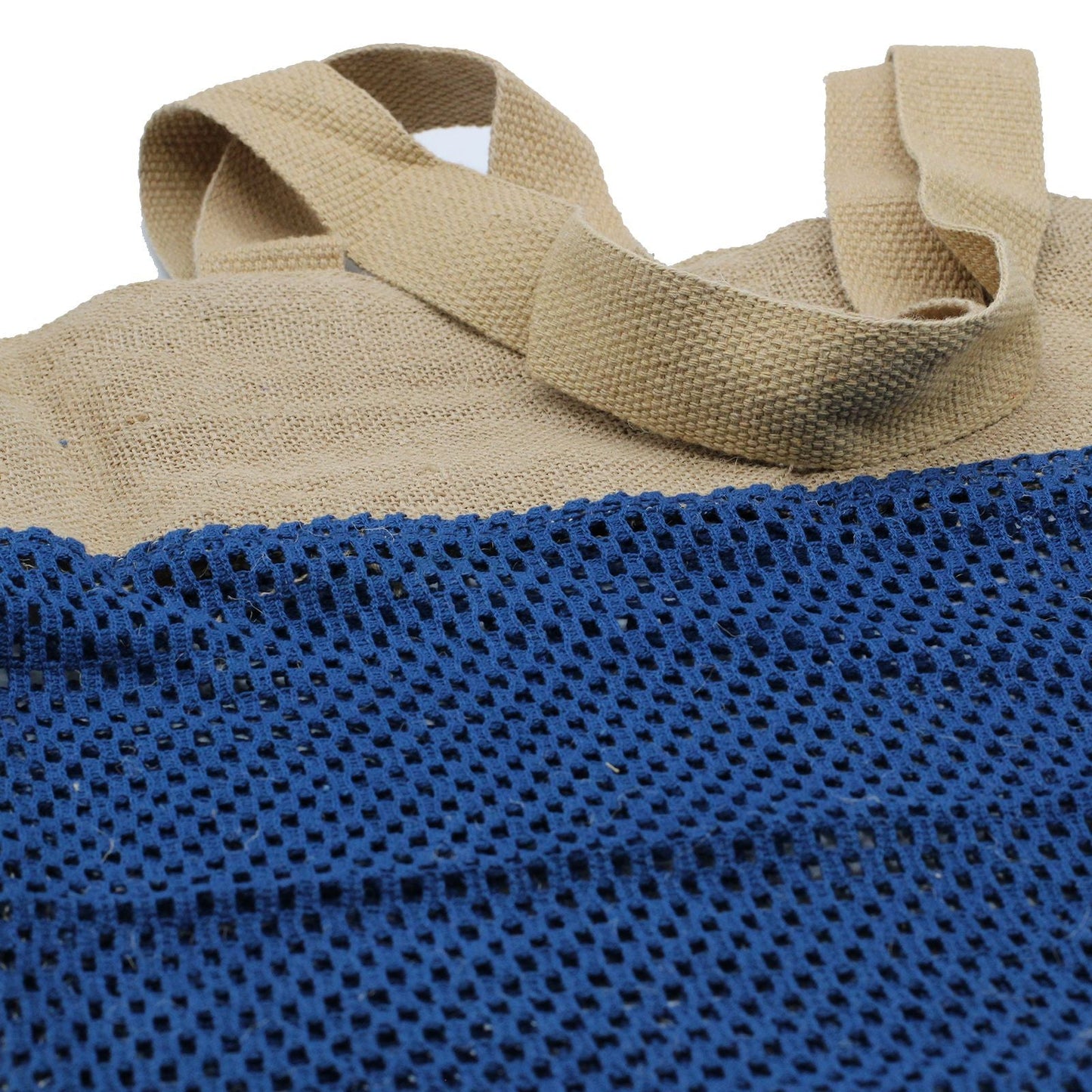 Polished Pure Soft Jute And Cotton Mesh Bag Denim featuring natural patterning and unique variations - Positive Faith Hope Love