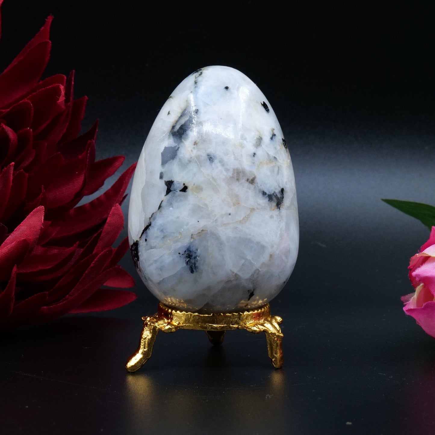 Rainbow Moonstone Egg — 218 g (70×50 mm) - Positive Faith Hope Love