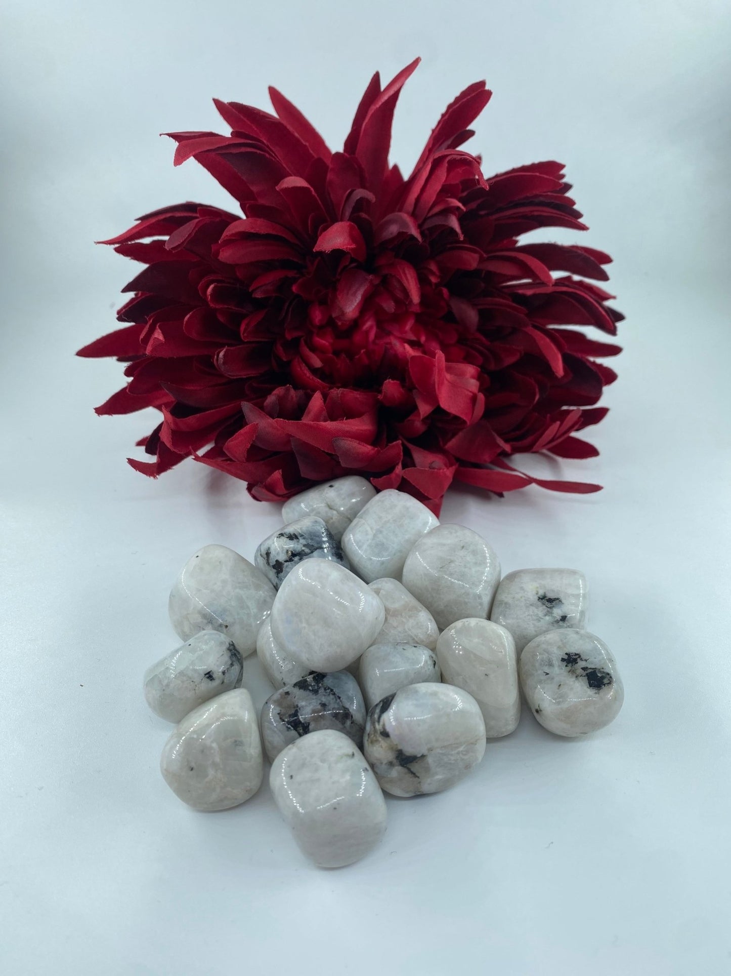 Polished Rainbow Moonstone - Tumble Stone featuring pearly adularescence and soft sheen - Positive Faith Hope Love