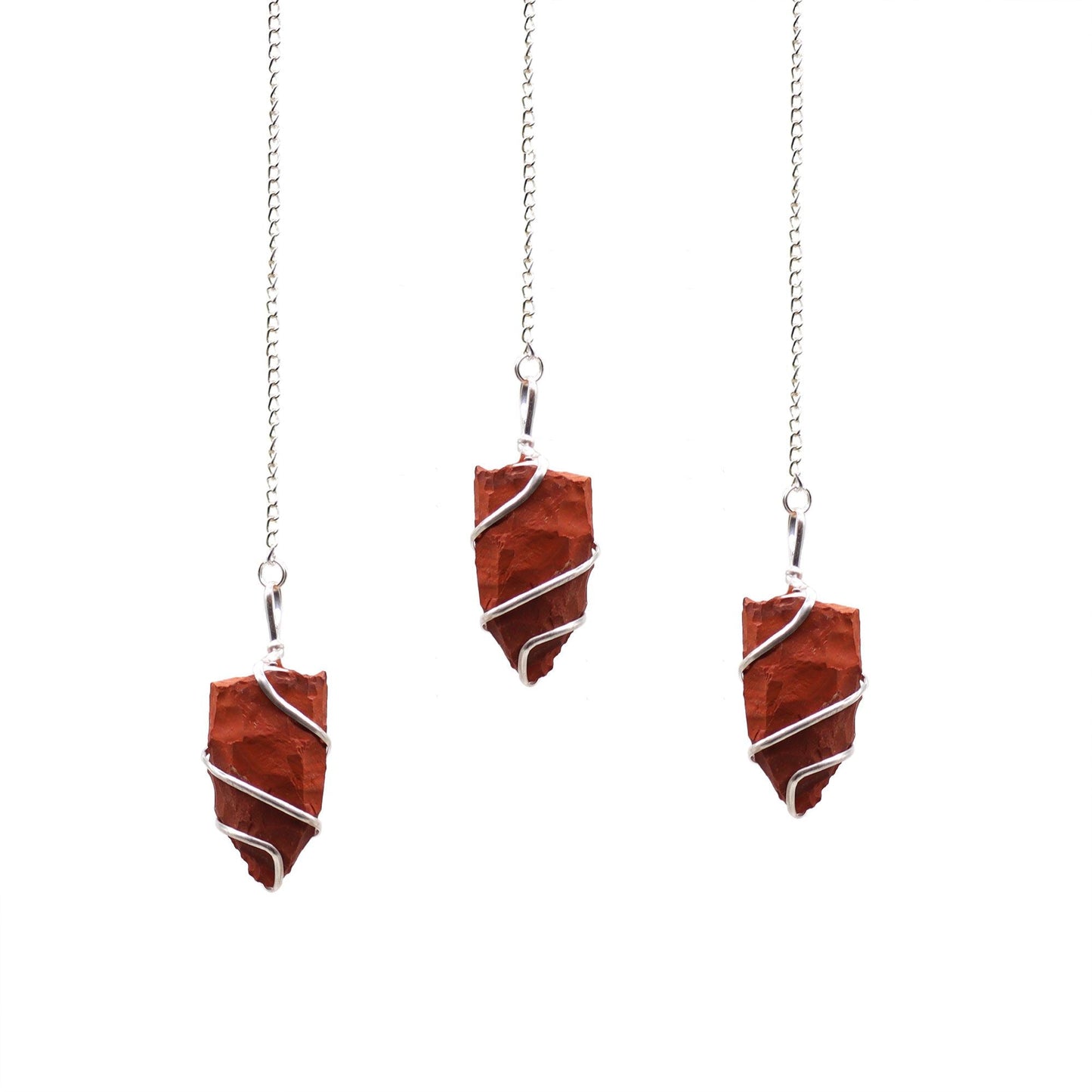 Natural Raw Gemstone Pendulum - Red Jasper featuring earthy patterns and matte-gloss finish - Positive Faith Hope Love
